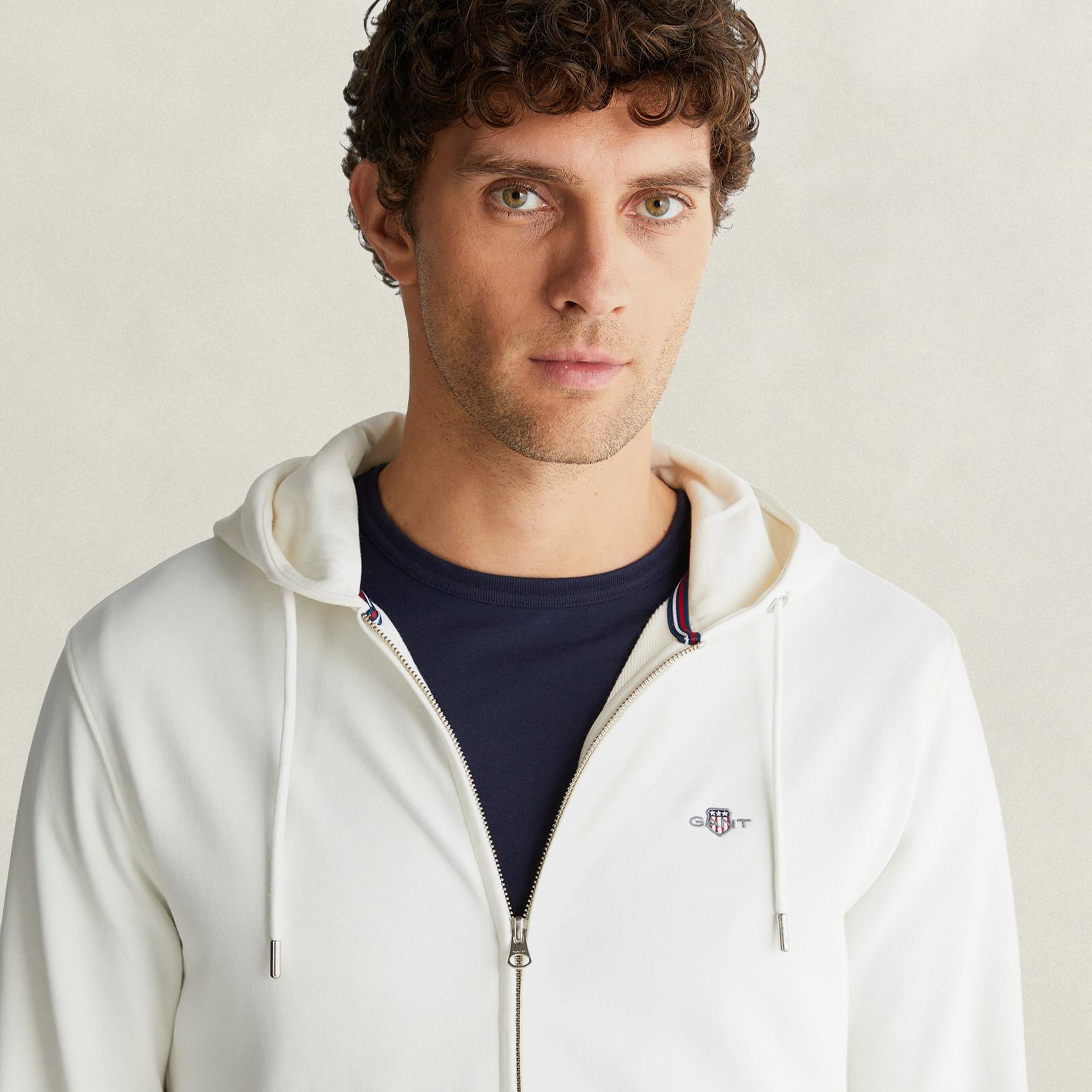 GANT Erkek Krem Kapüşonlu Sweatshirt