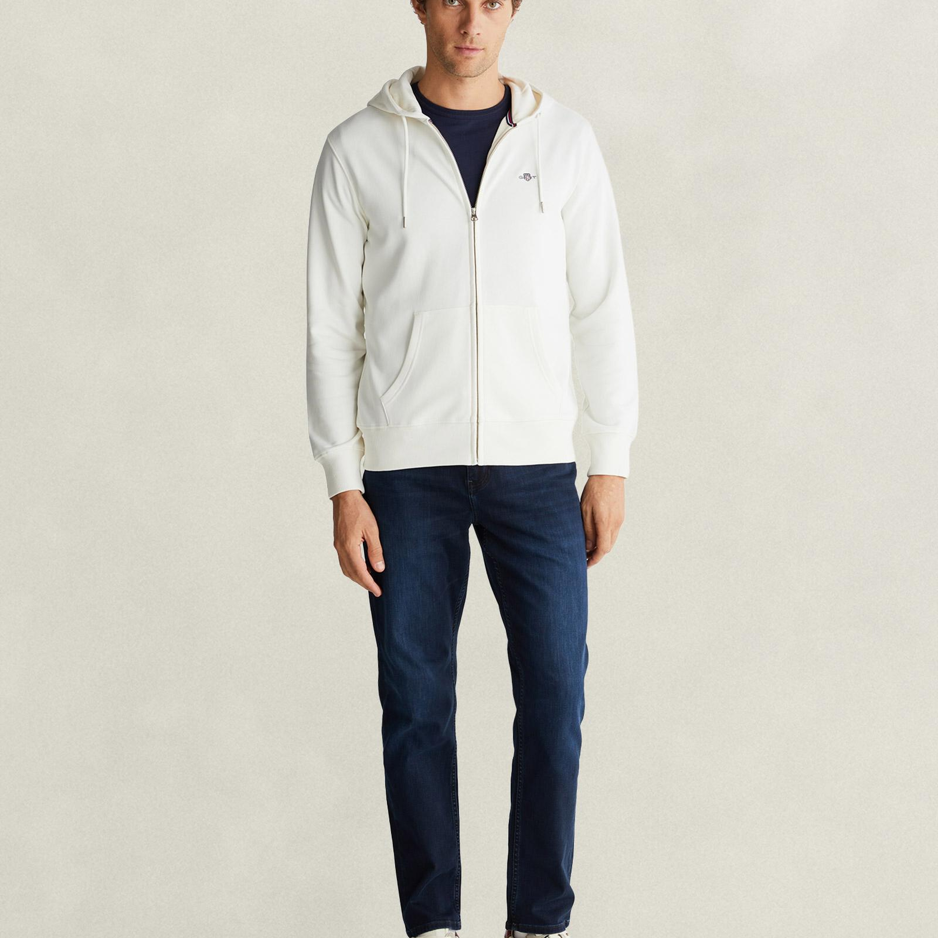 GANT Erkek Krem Kapüşonlu Sweatshirt