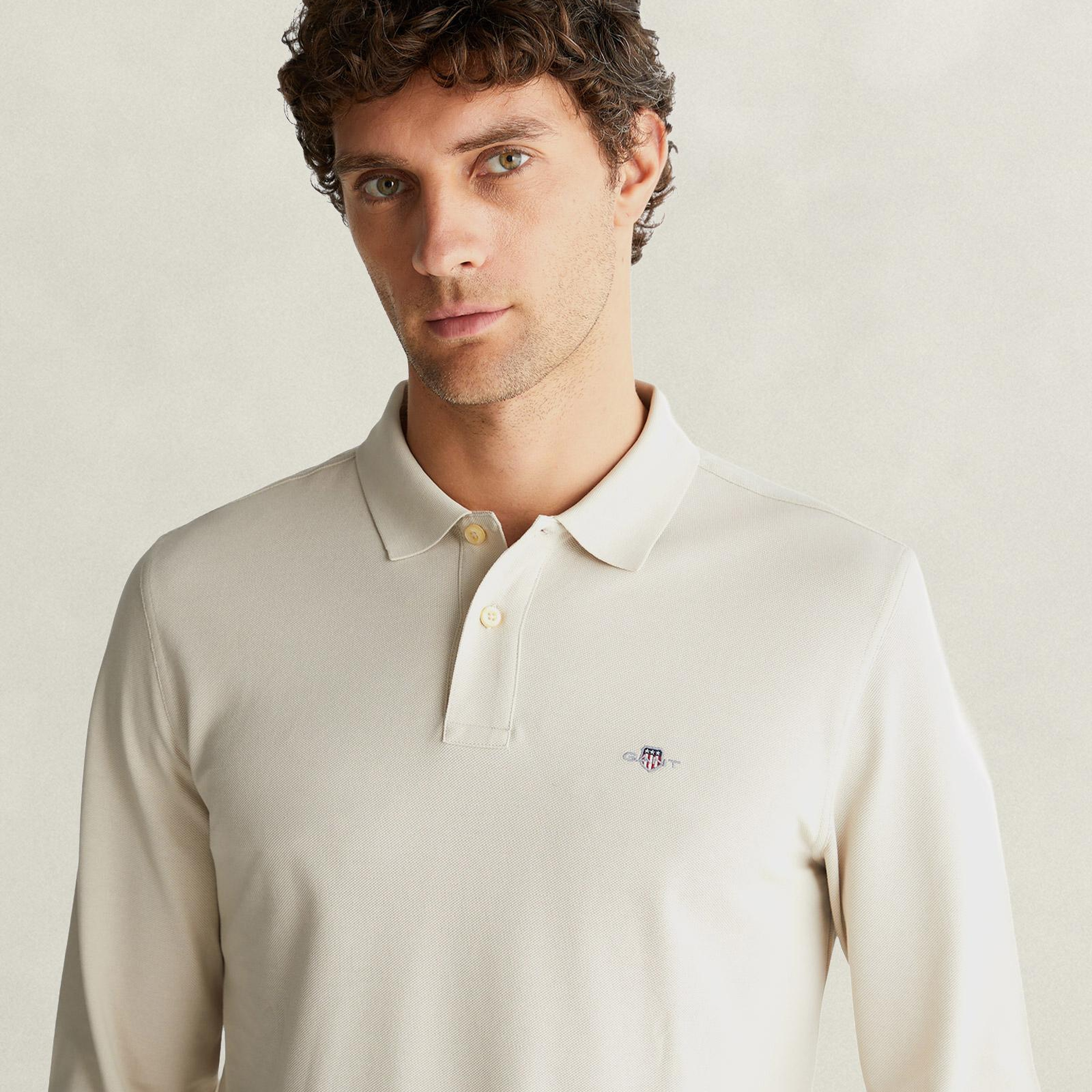 GANT Erkek Bej Regular Fit Polo Yaka T-Shirt