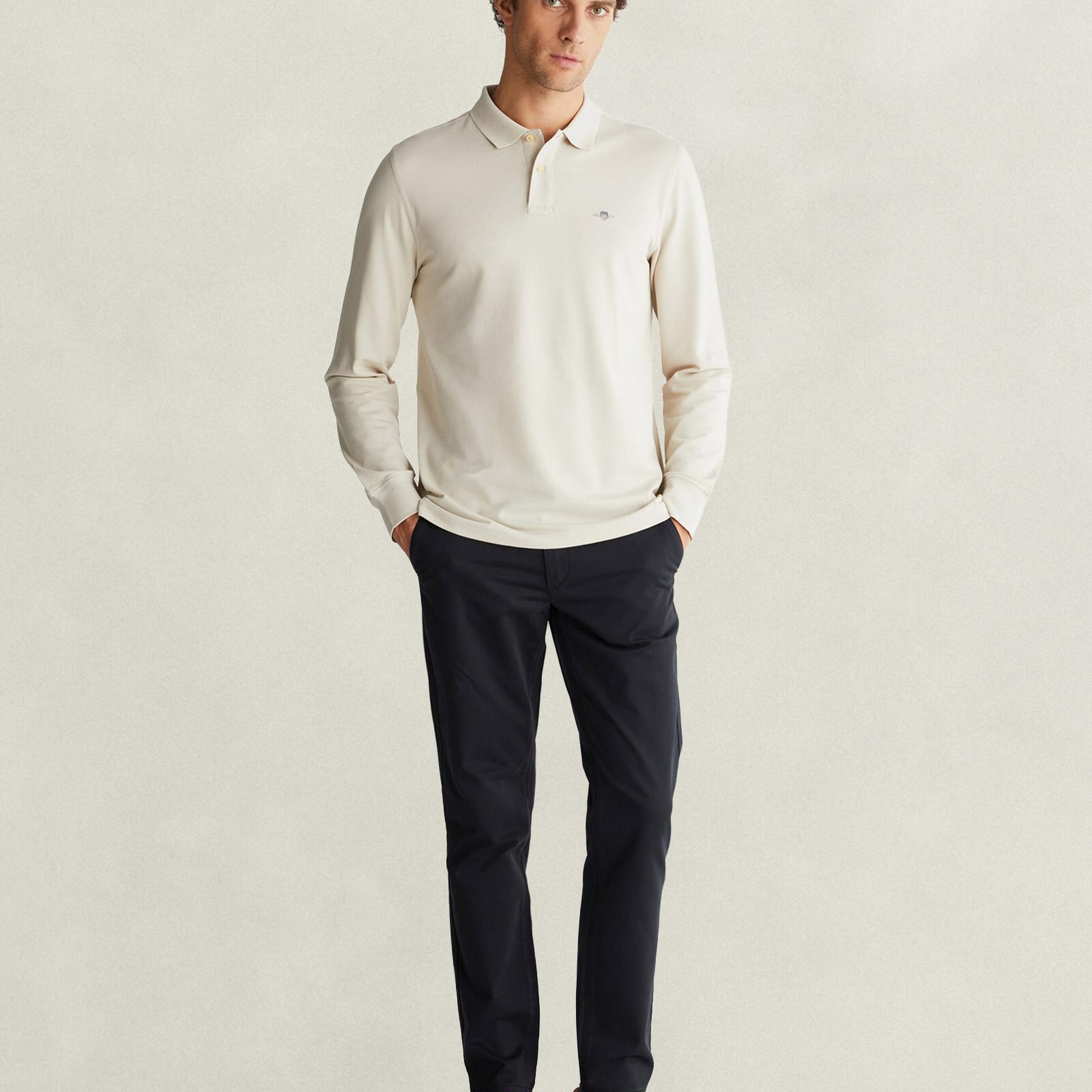 GANT Erkek Bej Regular Fit Polo Yaka T-Shirt