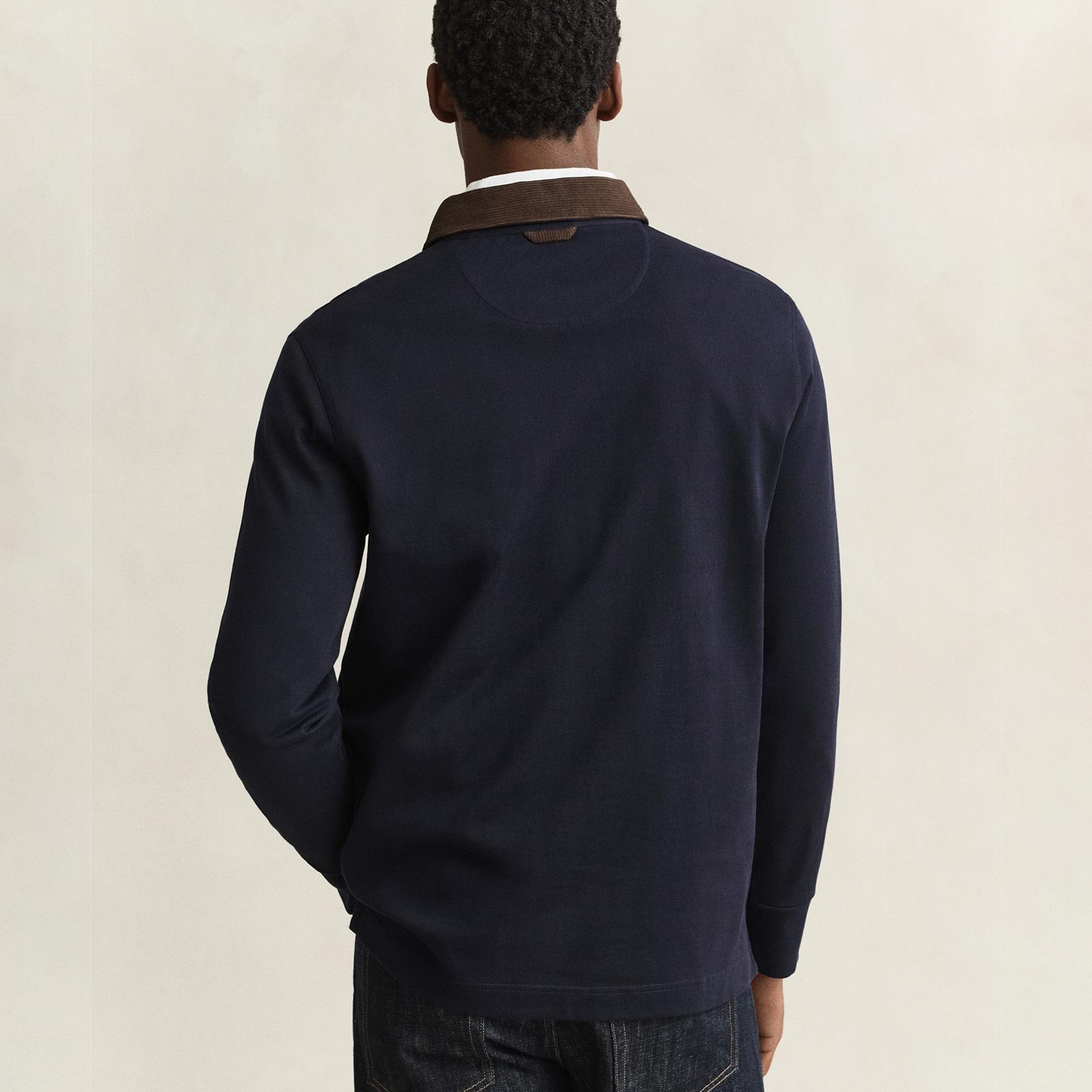 GANT Erkek Lacivert Uzun Kollu Rugby Yaka T-Shirt