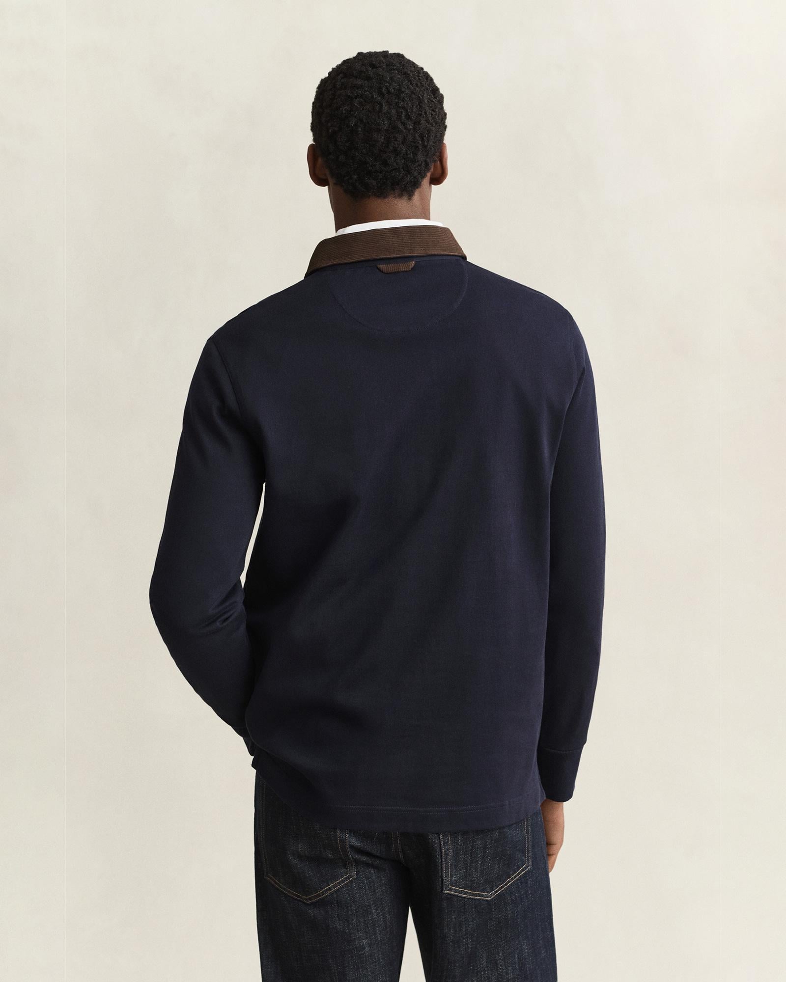 GANT Erkek Lacivert Uzun Kollu Rugby Yaka T-Shirt