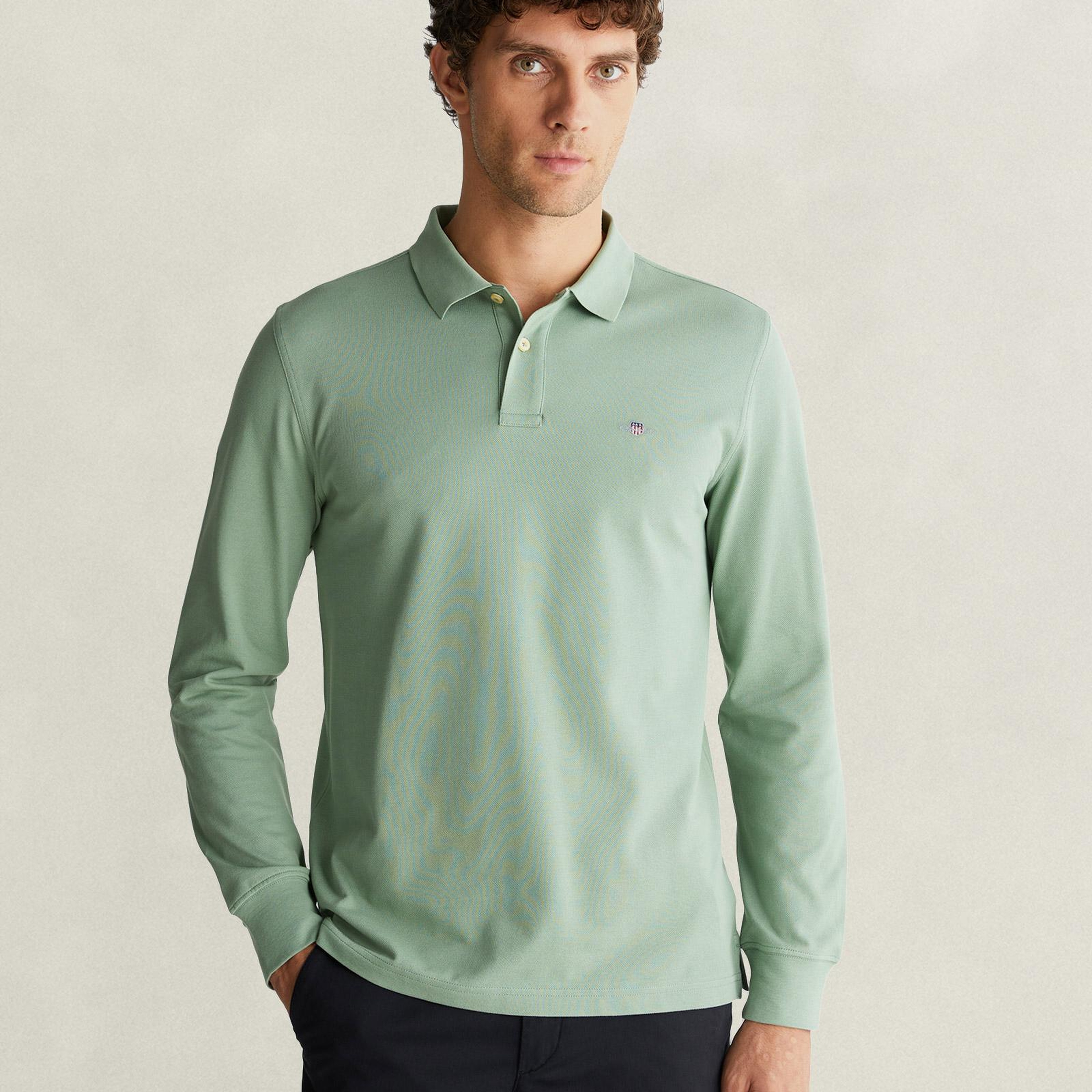 GANT Erkek Yeşil Regular Fit Polo Yaka T-Shirt
