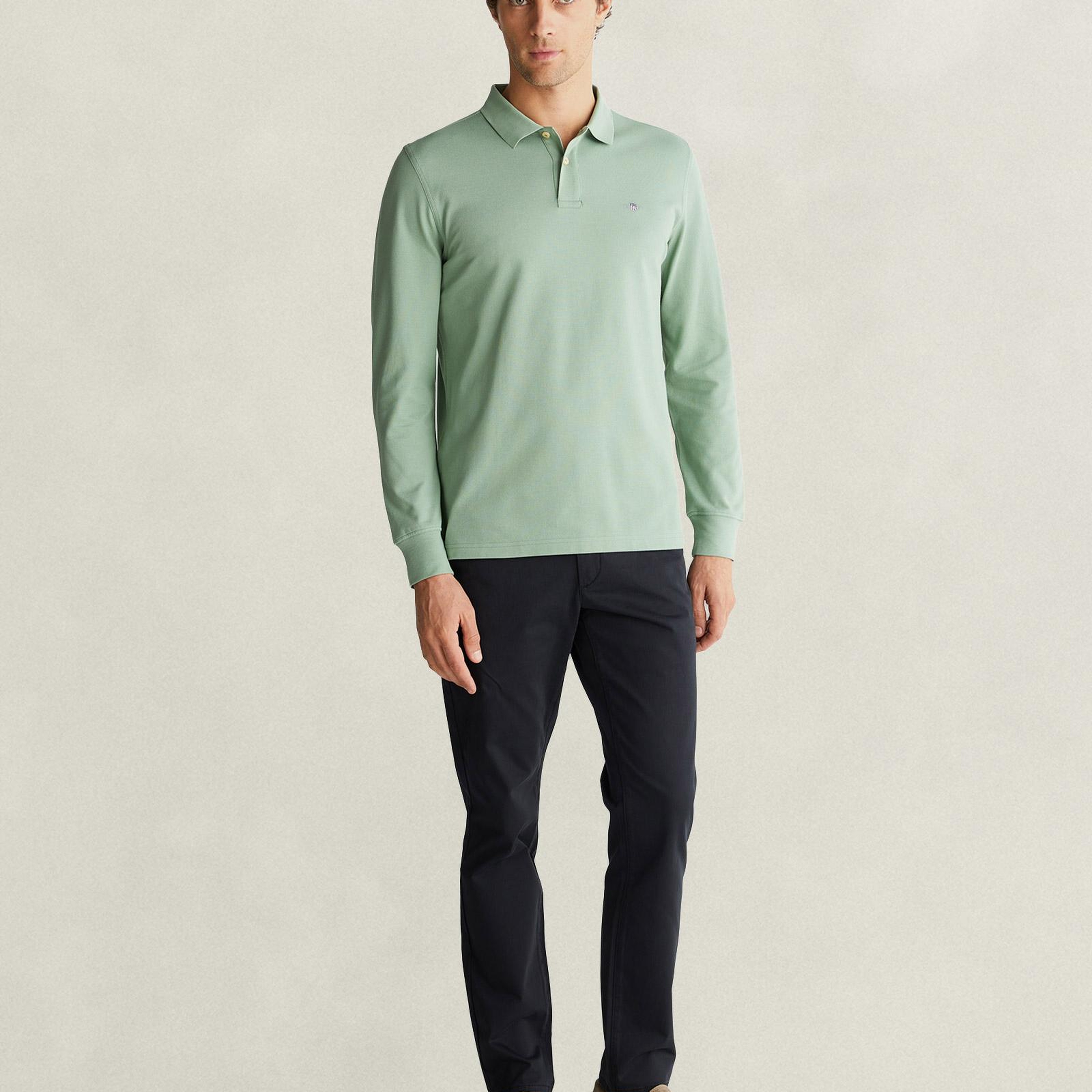 GANT Erkek Yeşil Regular Fit Polo Yaka T-Shirt