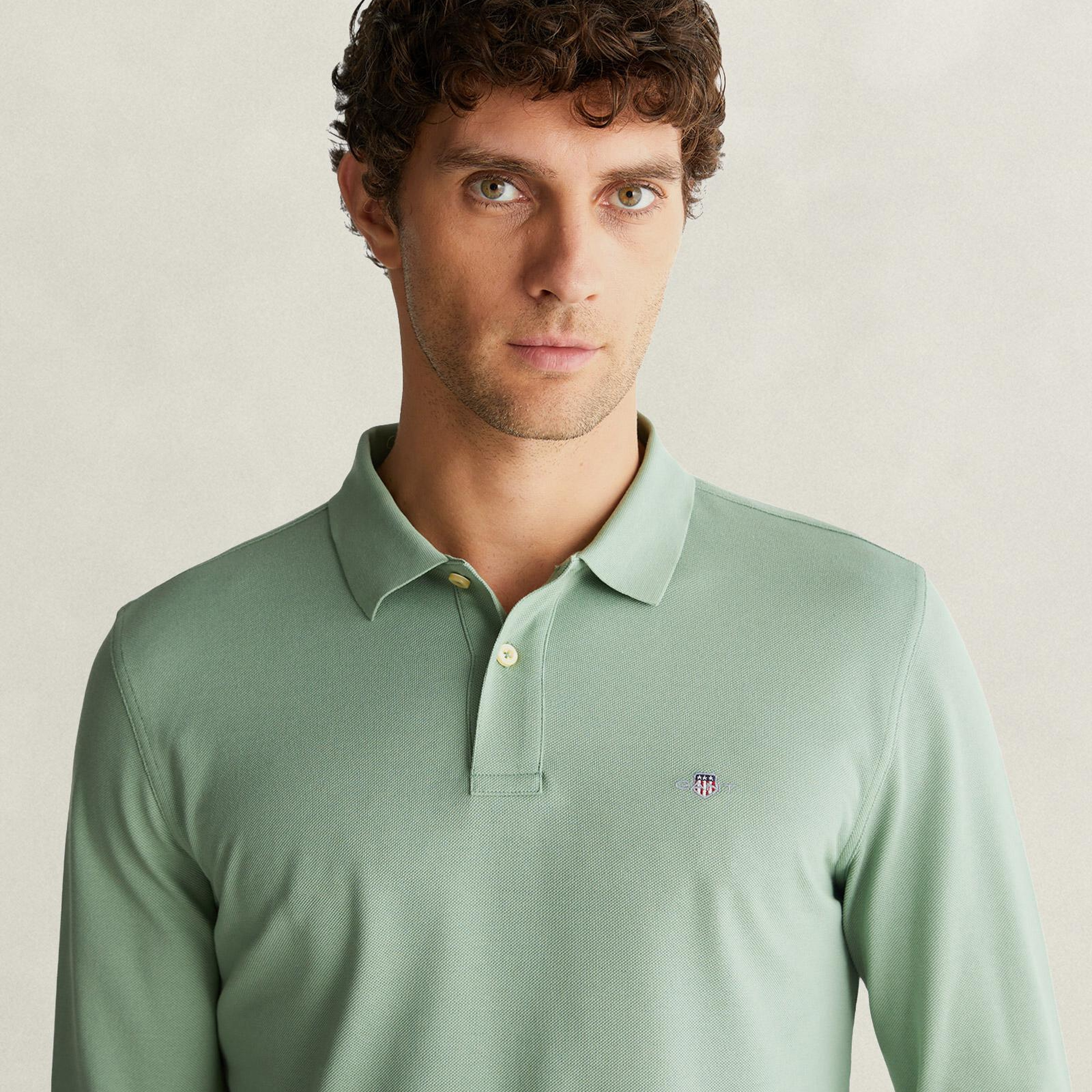 GANT Erkek Yeşil Regular Fit Polo Yaka T-Shirt