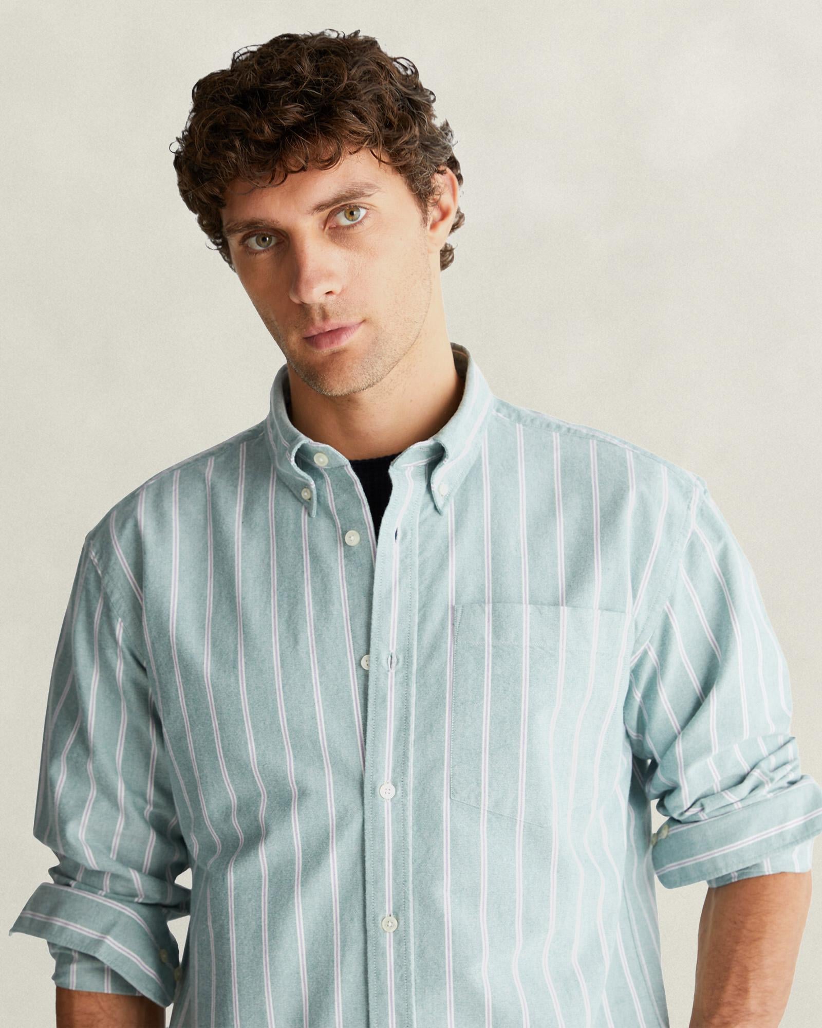 GANT Erkek Yeşil Relaxed Fit %100 Pamuk Gömlek
