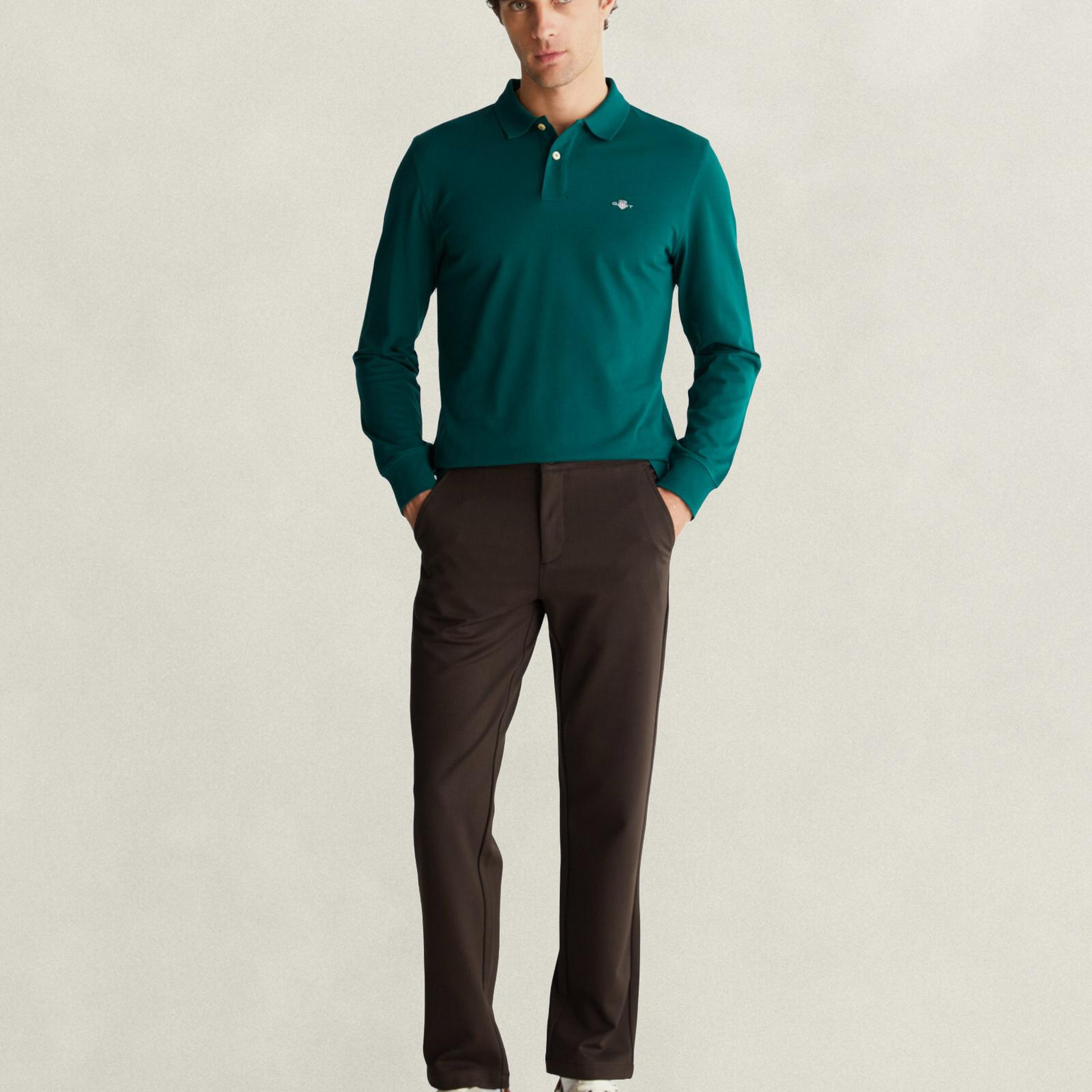 GANT Erkek Yeşil Regular Fit Polo Yaka T-Shirt
