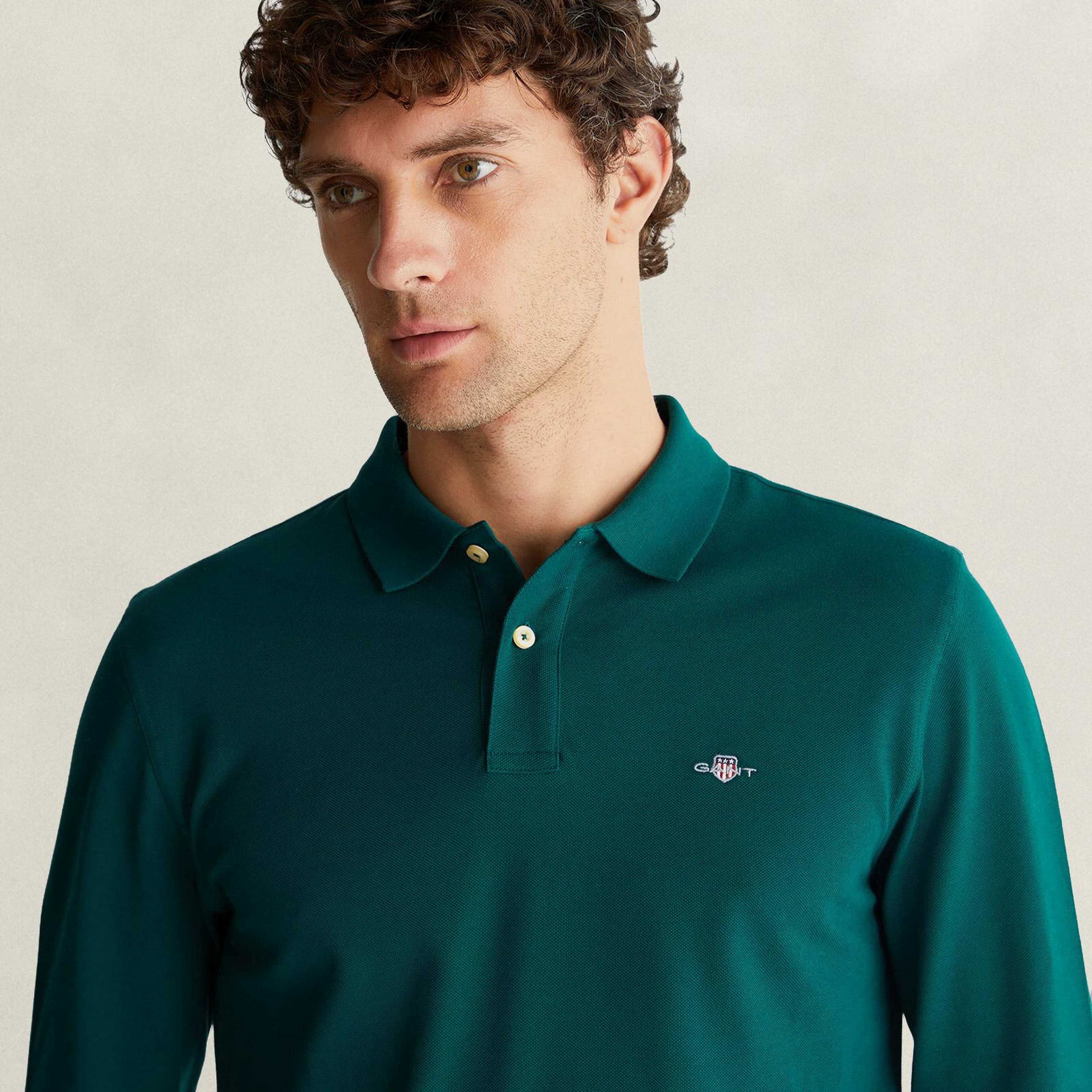 GANT Erkek Yeşil Regular Fit Polo Yaka T-Shirt