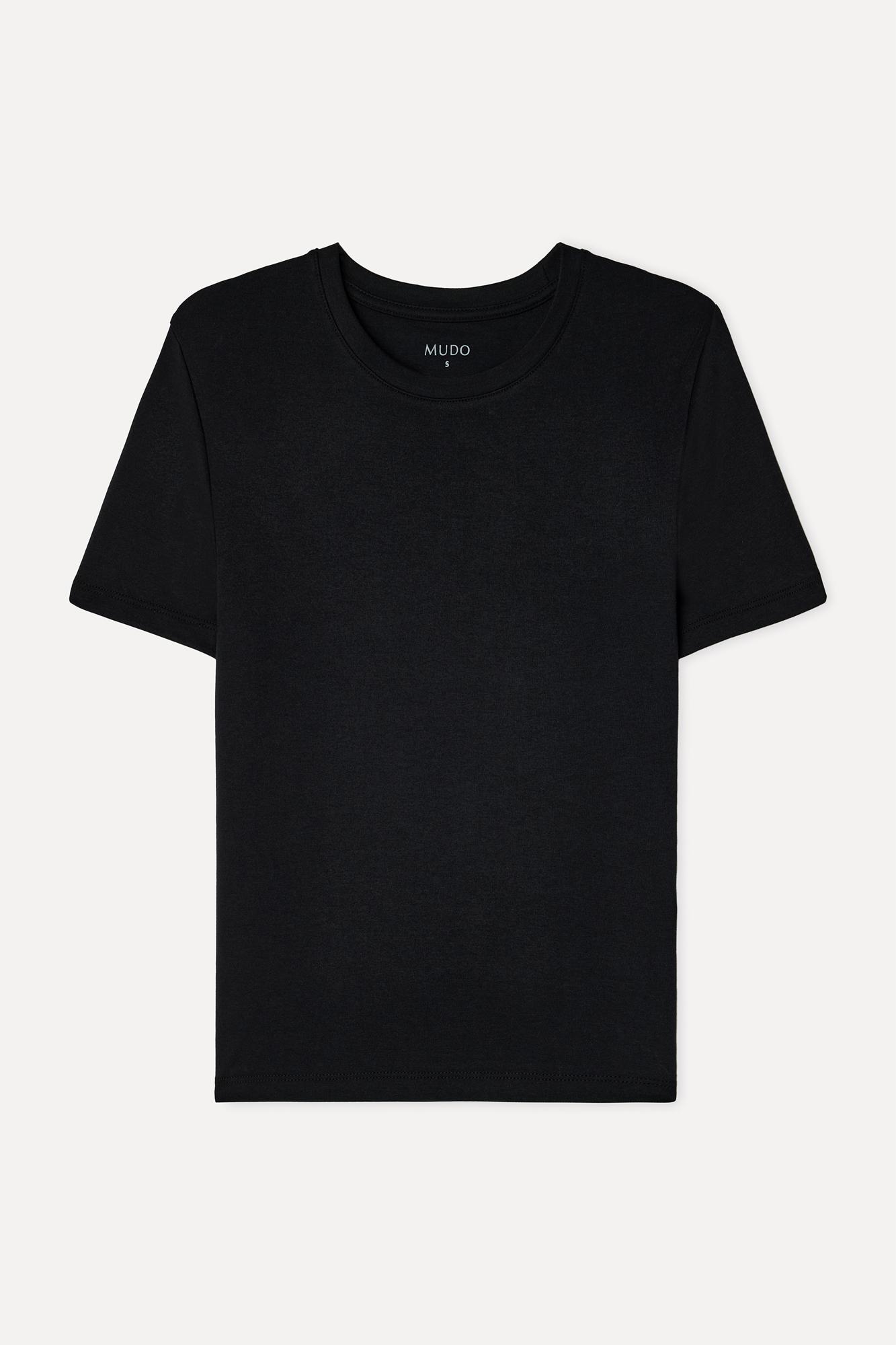 Kadın Siyah Bisiklet Yaka T-Shirt