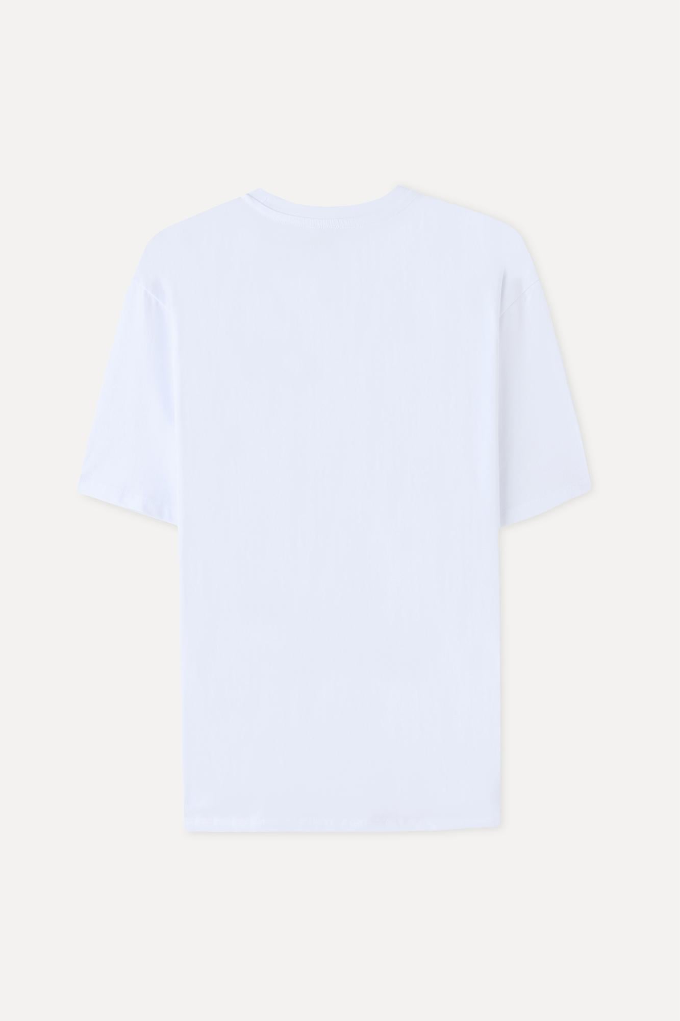 Erkek Beyaz Bisiklet Yaka T-Shirt