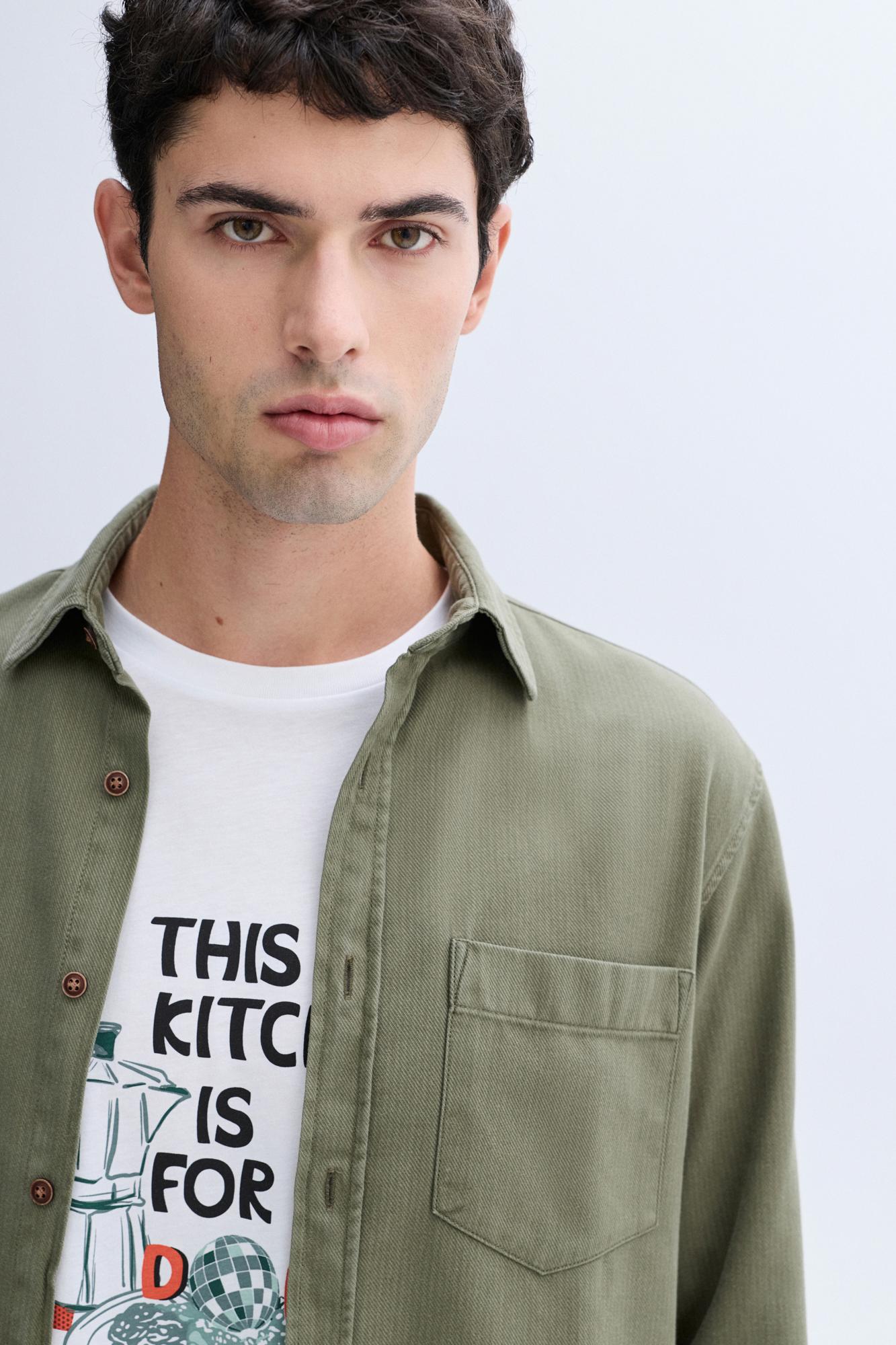 Erkek Haki Regular Fit Uzun Kollu Casual Gömlek