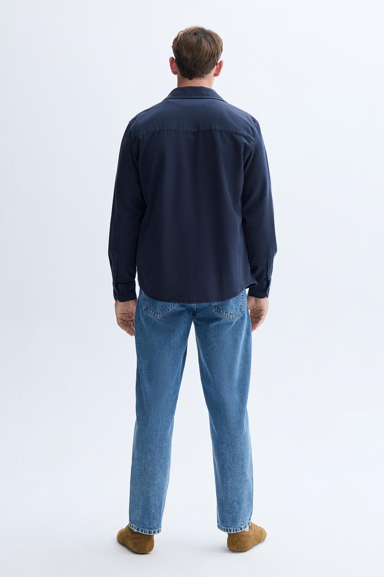 Erkek Lacivert Comfort Fit Casual Uzun Kollu Gömlek