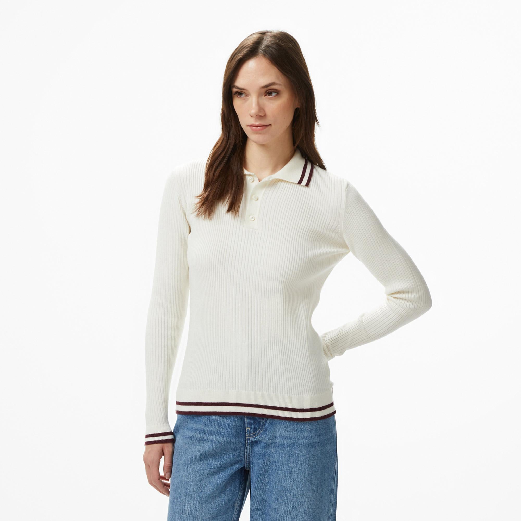 Nautica Kadın Krem Regular Fit Kazak