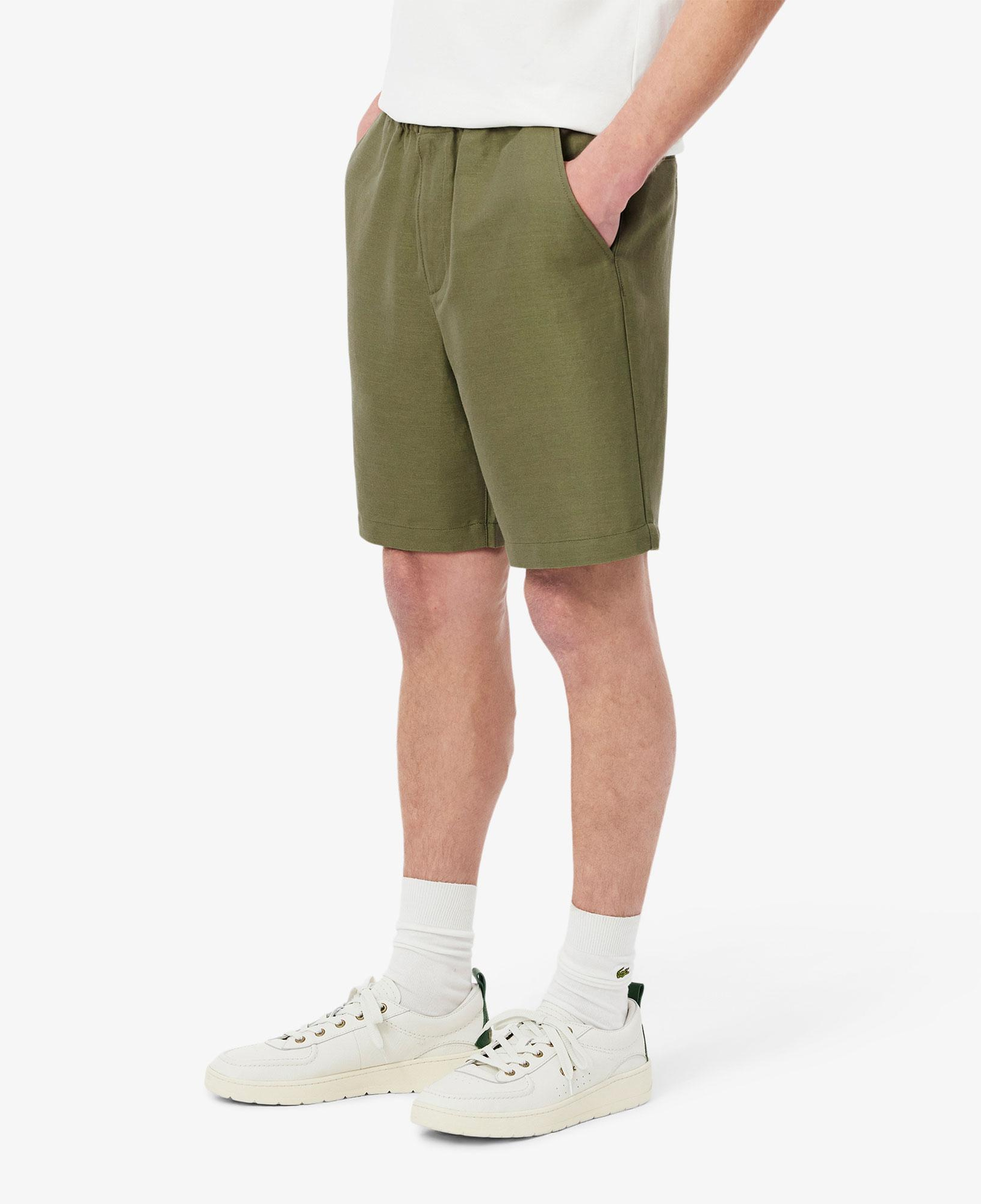 Erkek Regular Fit Keten Haki Şort