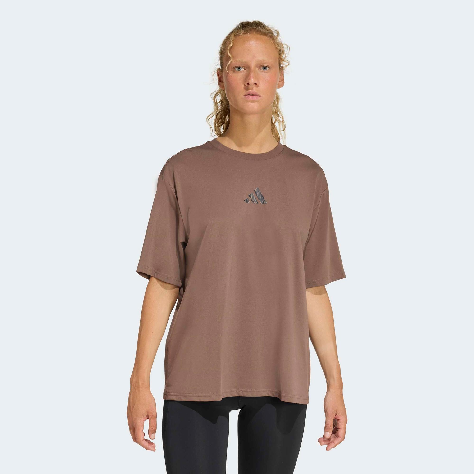 adidas Climacool Animal Training Graphic Kadın Kahverengi Antrenman T-Shirt
