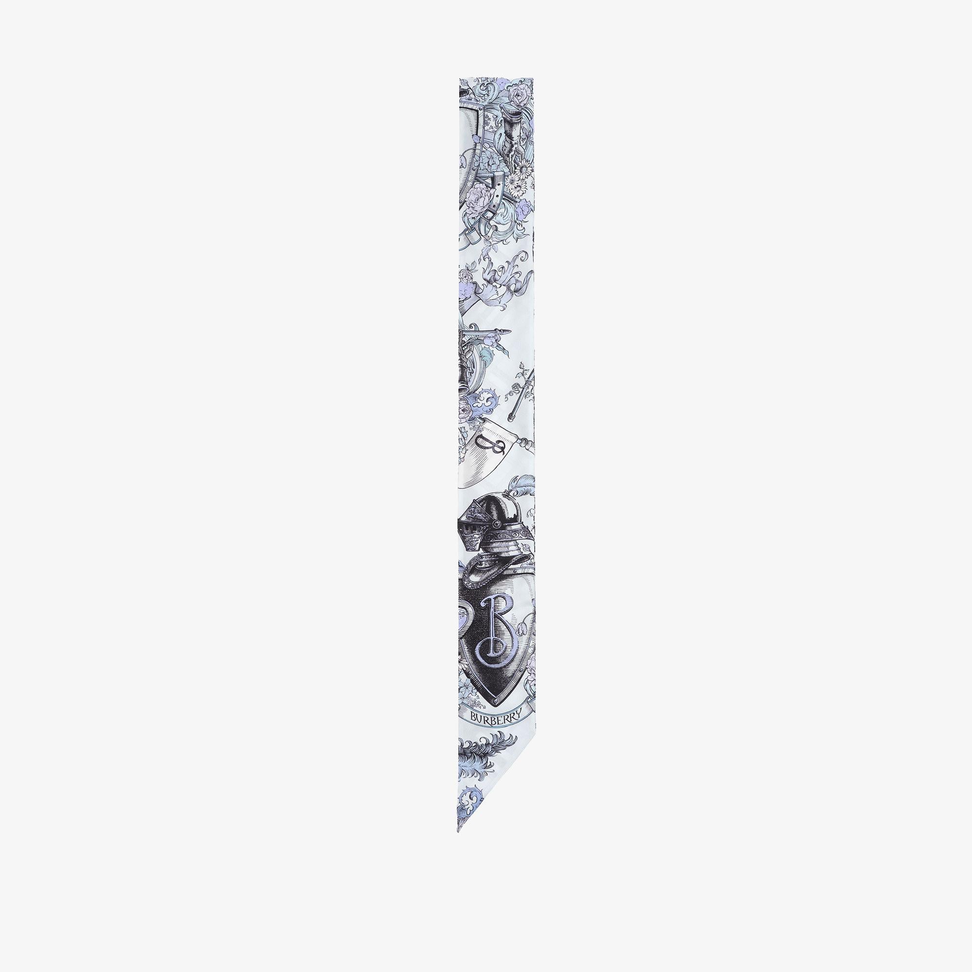 Burberry Skinny Reversible Etched Knight Silk Kadın Mavi Eşarp