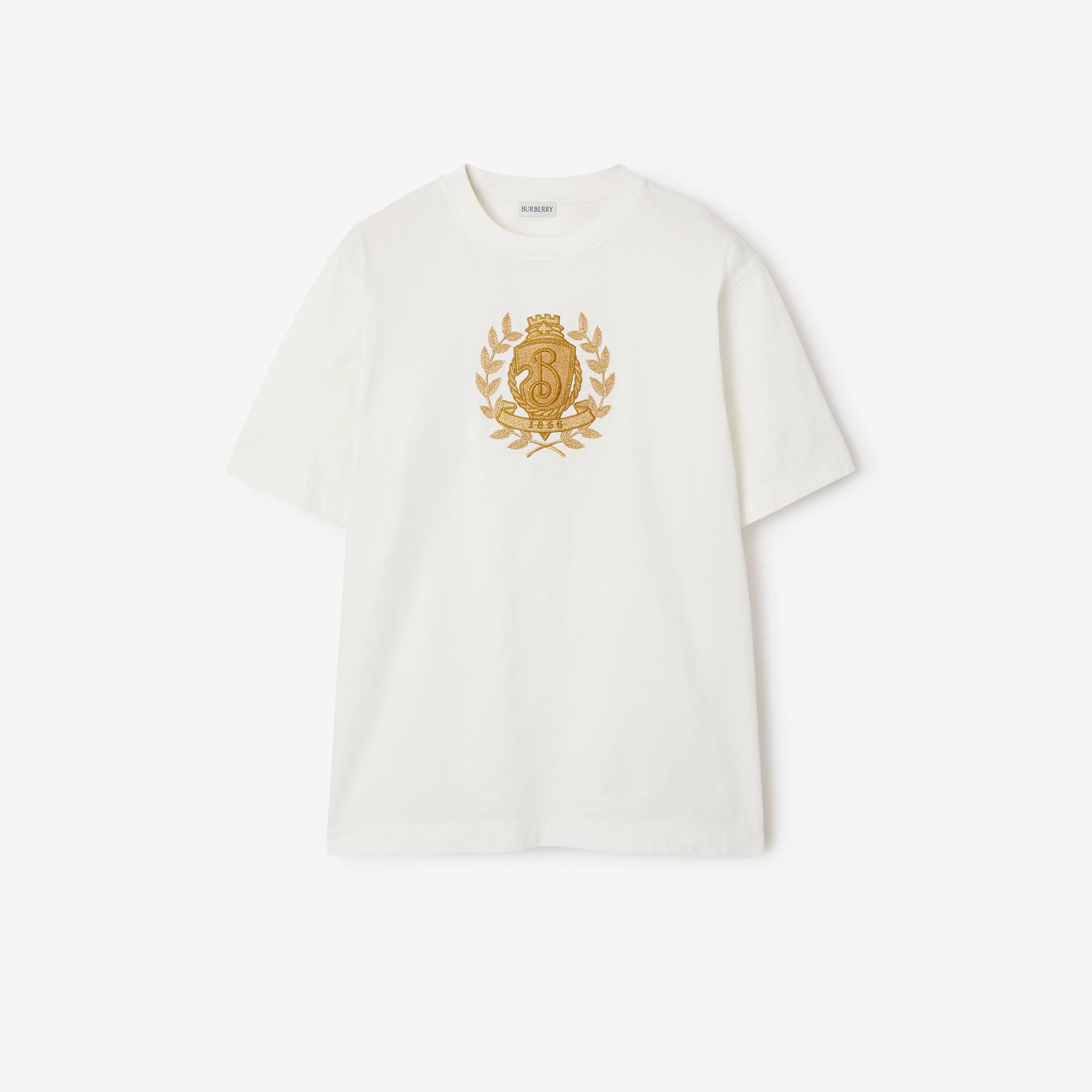 Burberry Sic Crest Cotton Erkek Beyaz T-Shirt