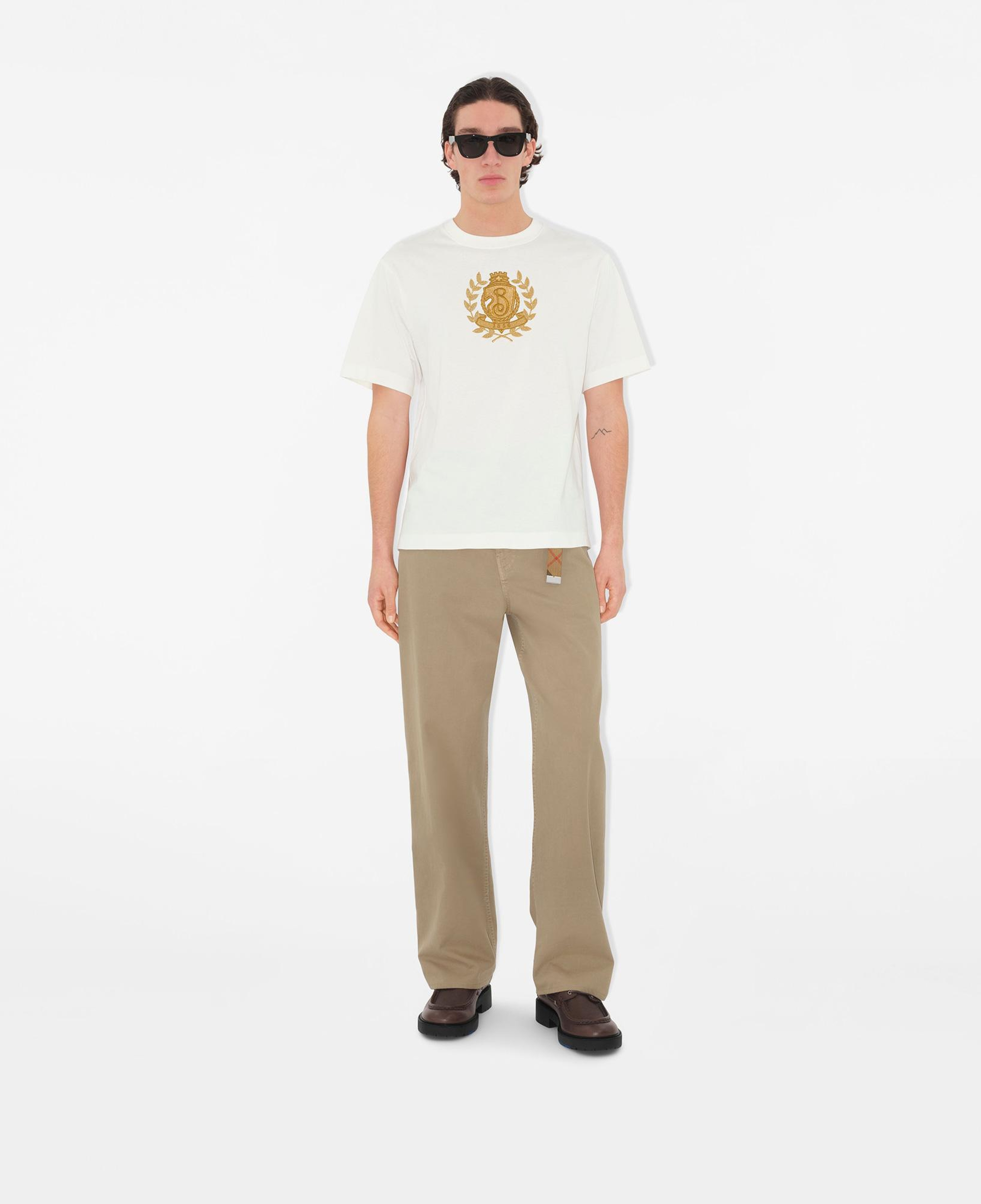 Burberry Sic Crest Cotton Erkek Beyaz T-Shirt