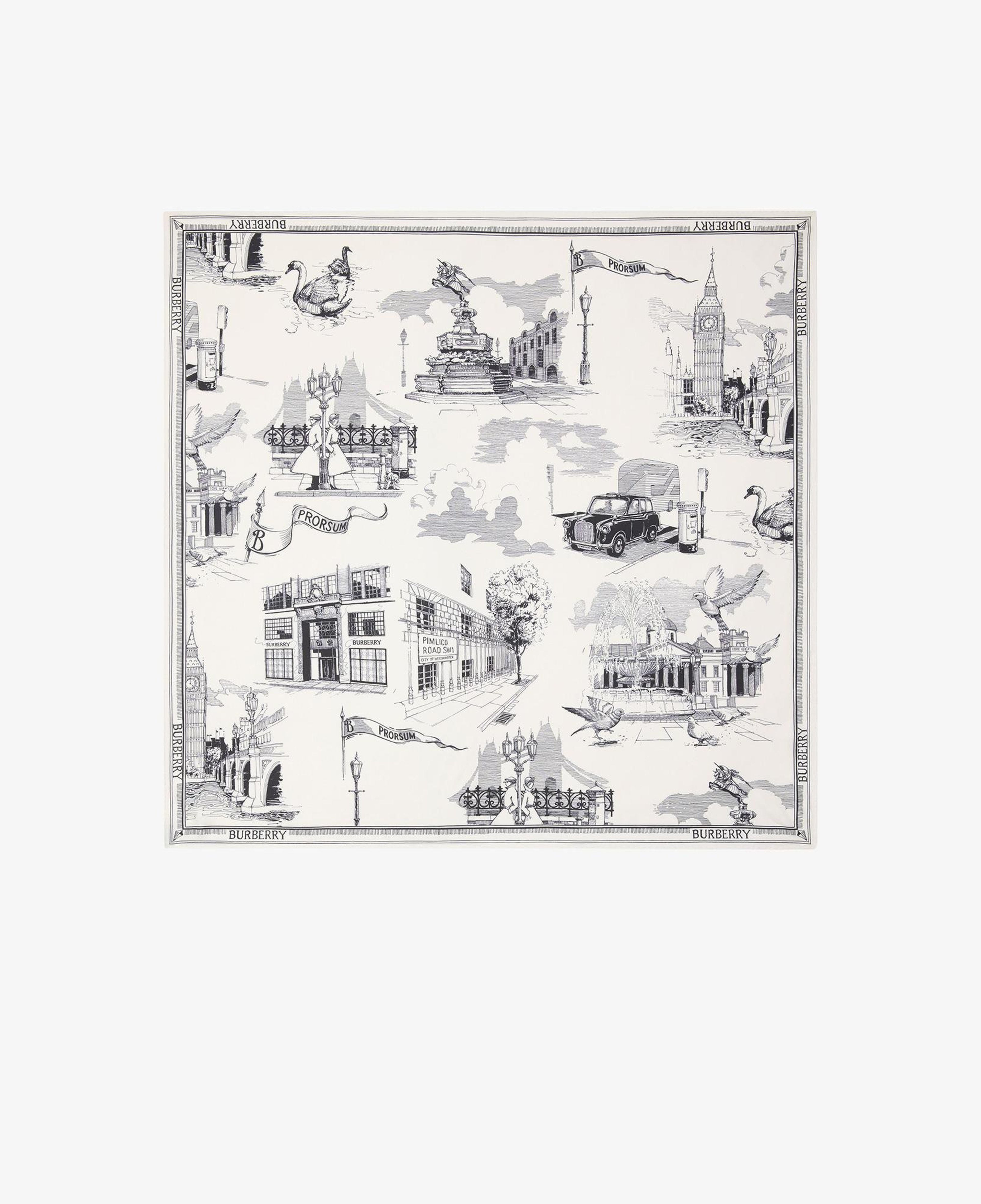 Burberry London Landmarks Silk Kadın Beyaz Eşarp