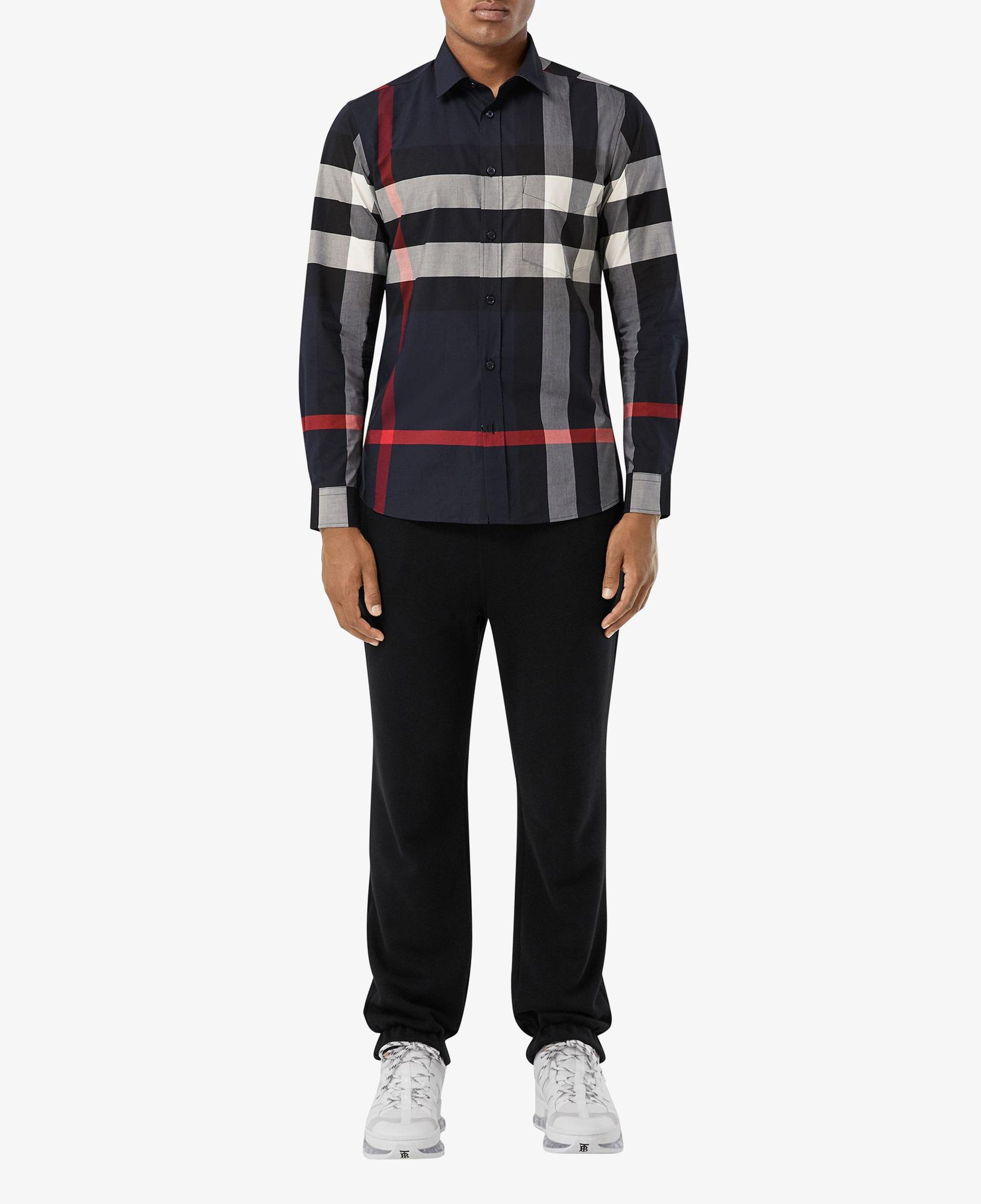 Burberry Somerton Stretch Cotton Poplin Erkek Lacivert Gömlek