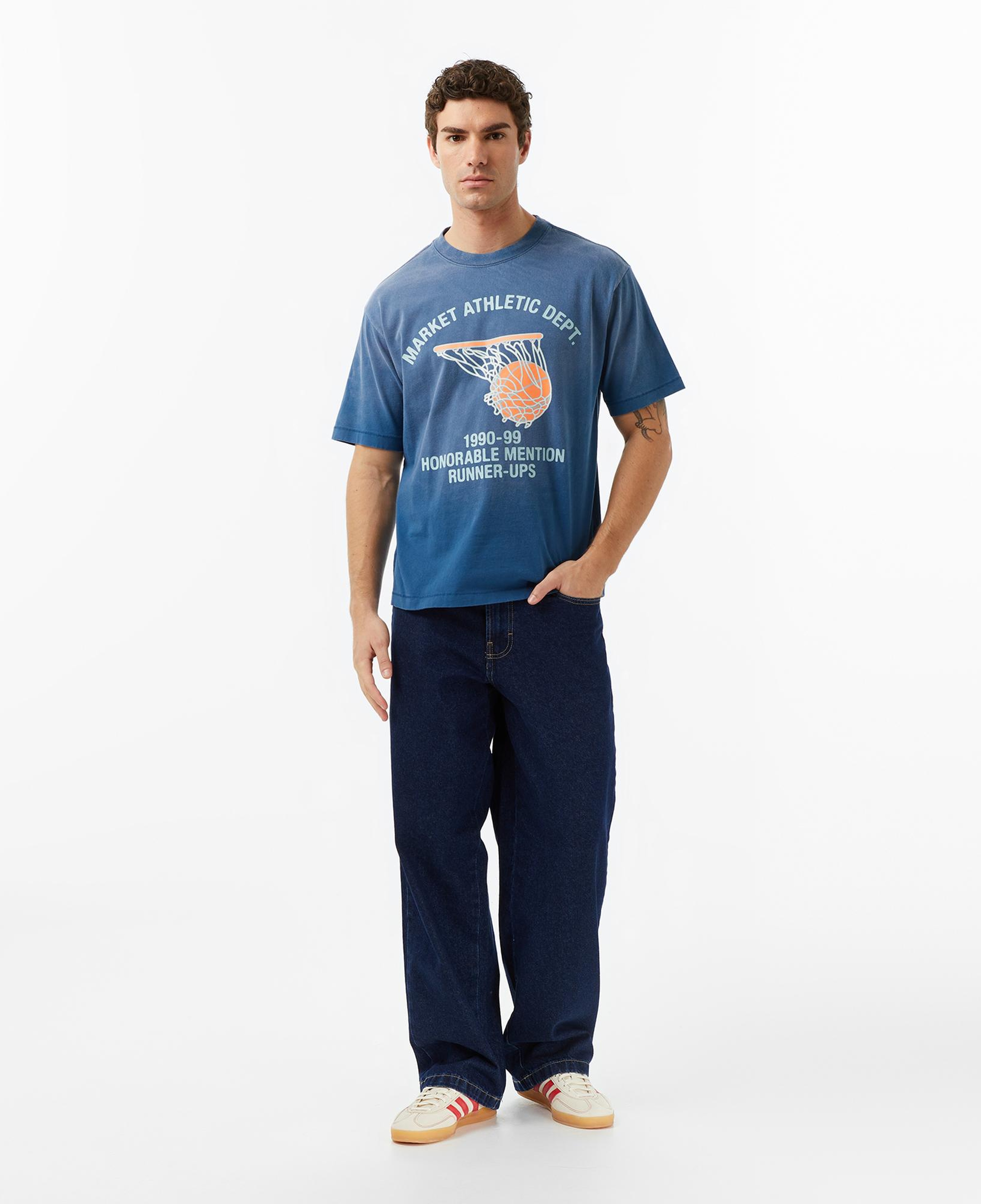 The Market 'Runner Up Basketball' Erkek Mavi T-Shirt