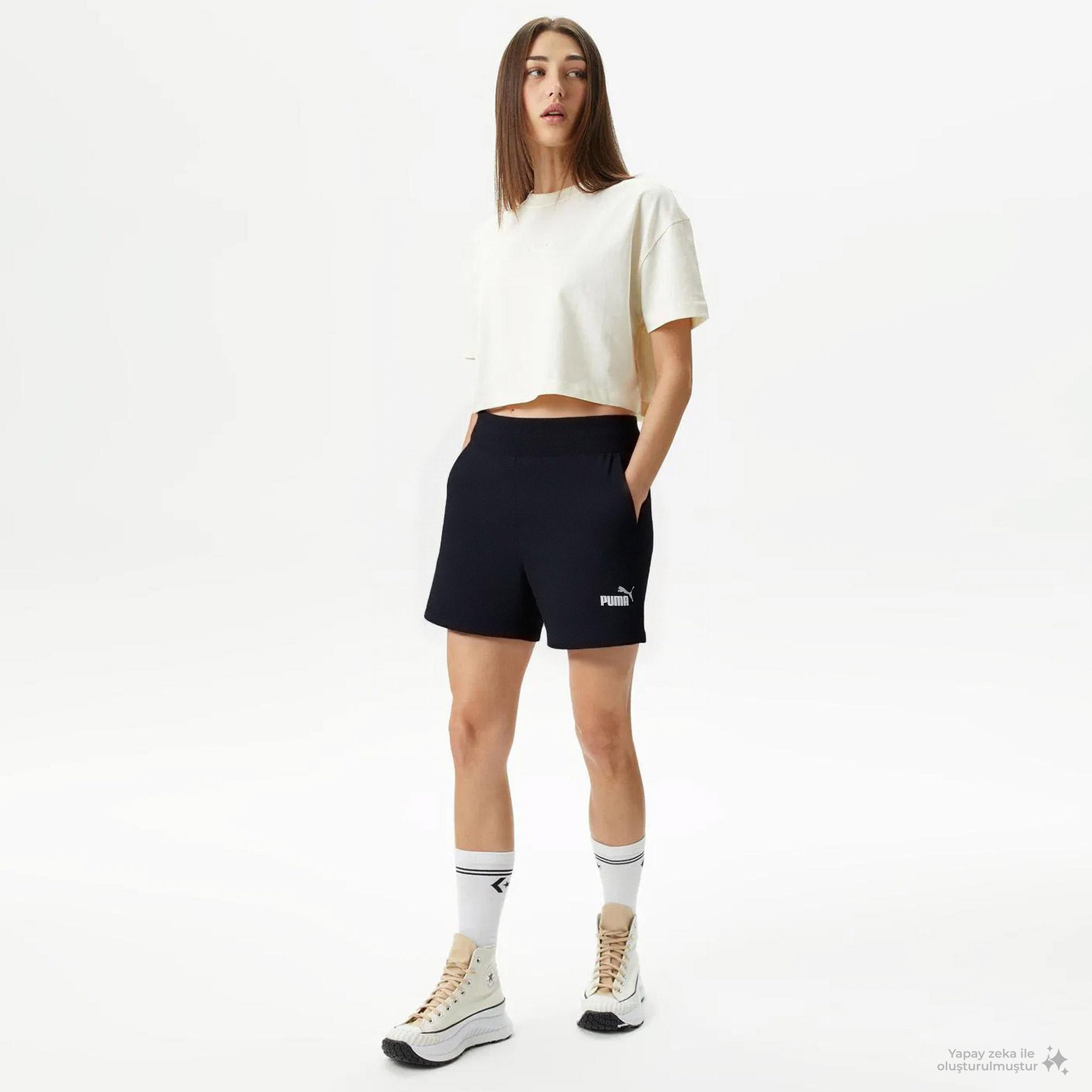 Puma Essential 4 Kadın Siyah Antrenman Şort