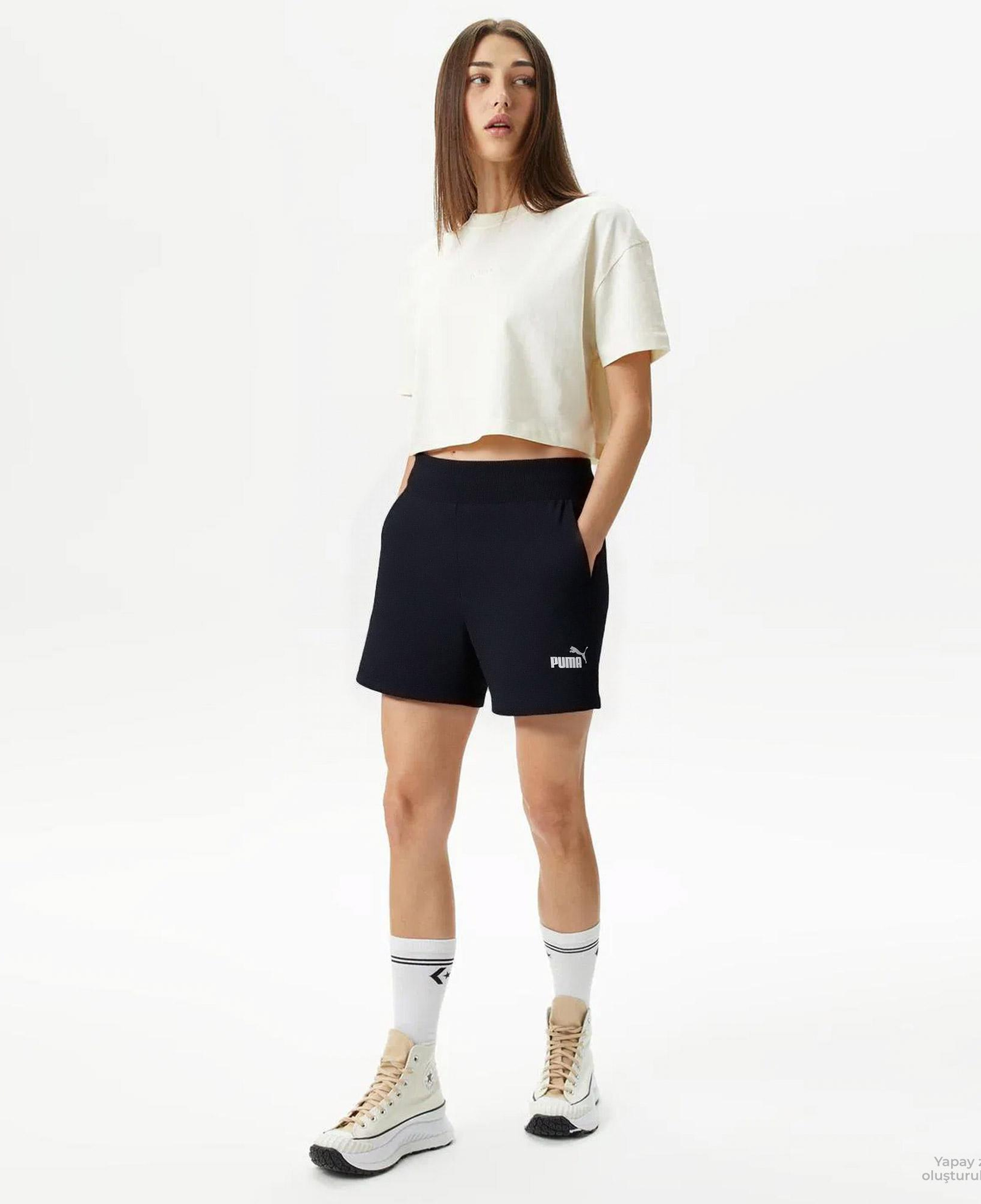 Puma Essential 4 Kadın Siyah Antrenman Şort