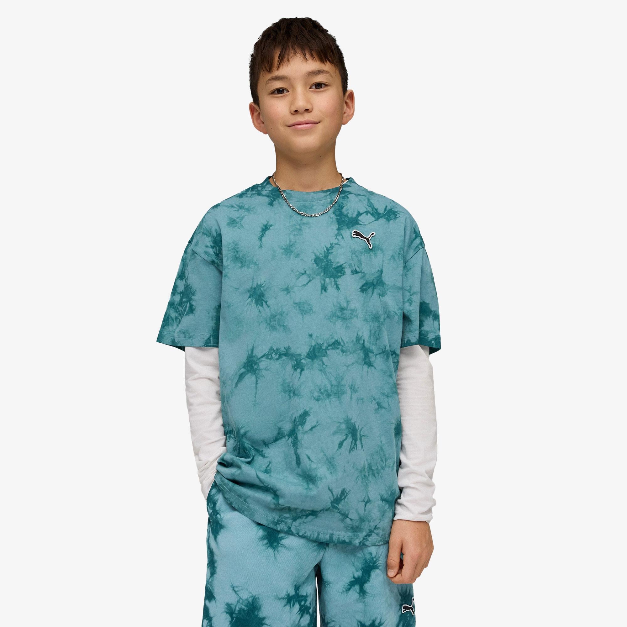 Puma Essentials Relaxed Tie-Dye  Çocuk Yeşil T-Shirt