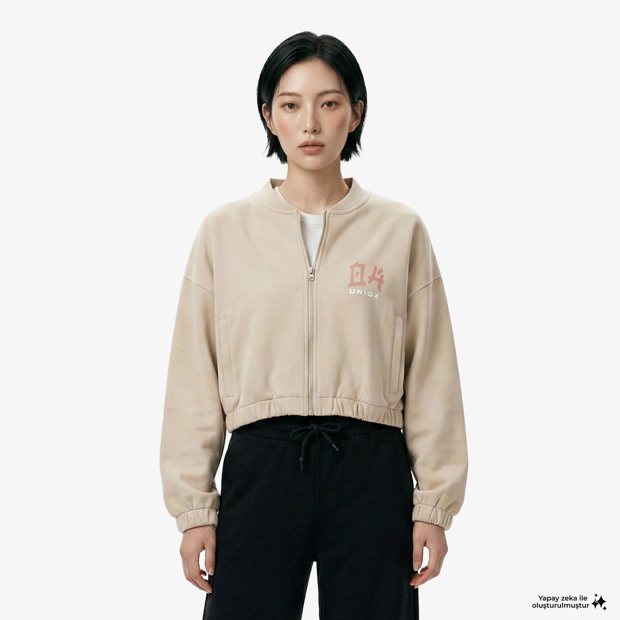 UNITED4 Regular Fit Kadın Krem Sweatshirt