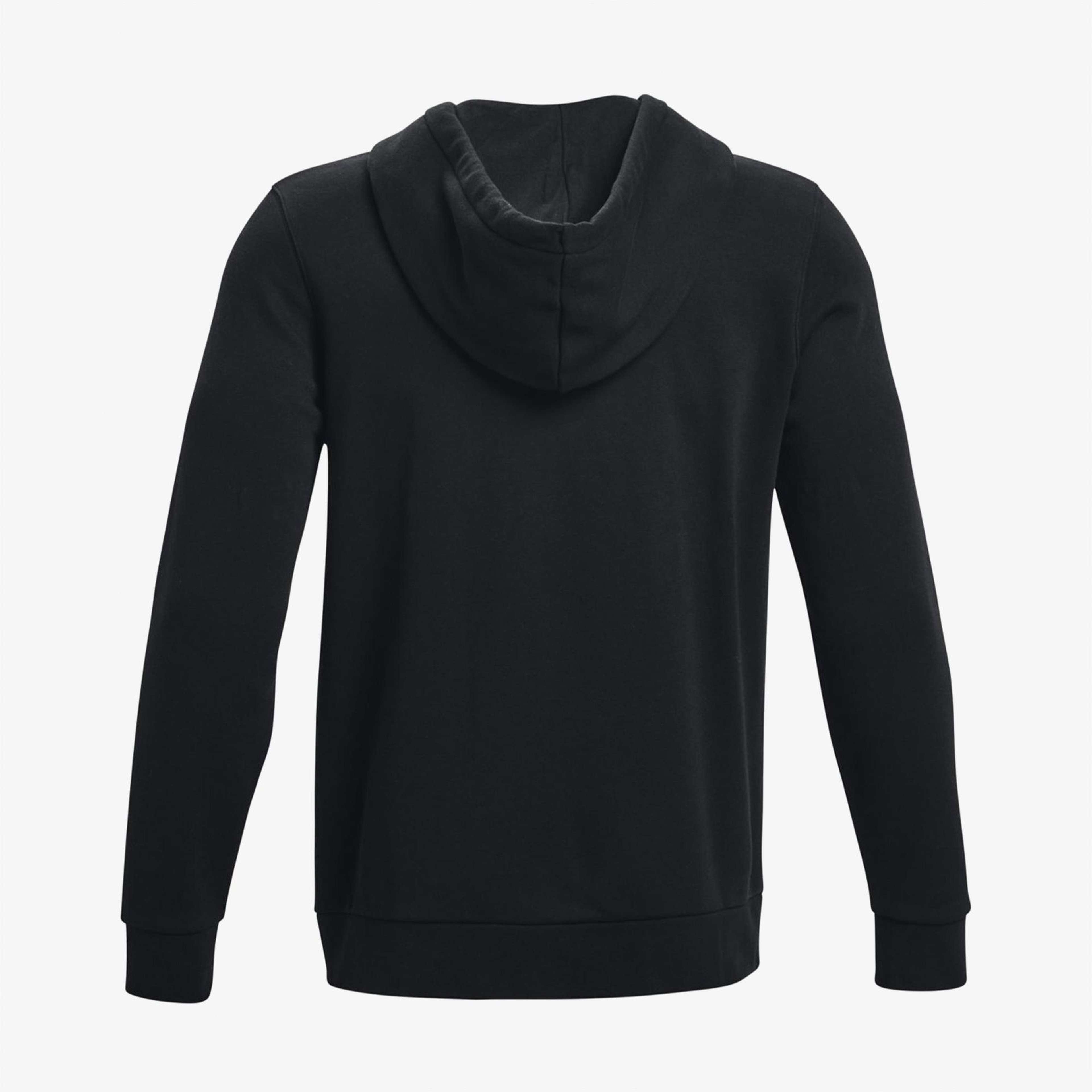 Under Armour Essential Fleece Tam Boy Erkek Siyah Fermuarlı Kapüşonlu Üst