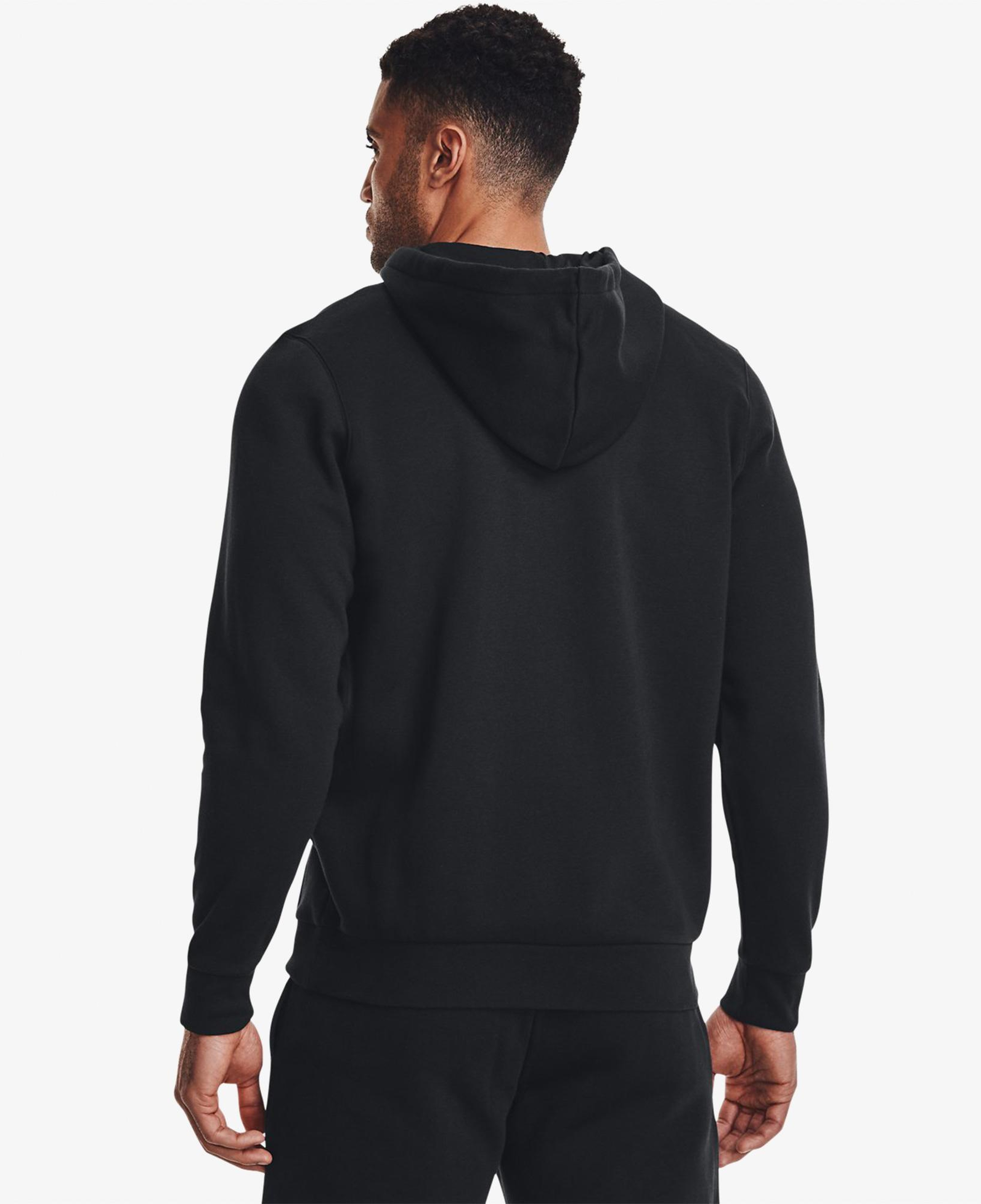 Under Armour Essential Fleece Tam Boy Erkek Siyah Fermuarlı Kapüşonlu Üst