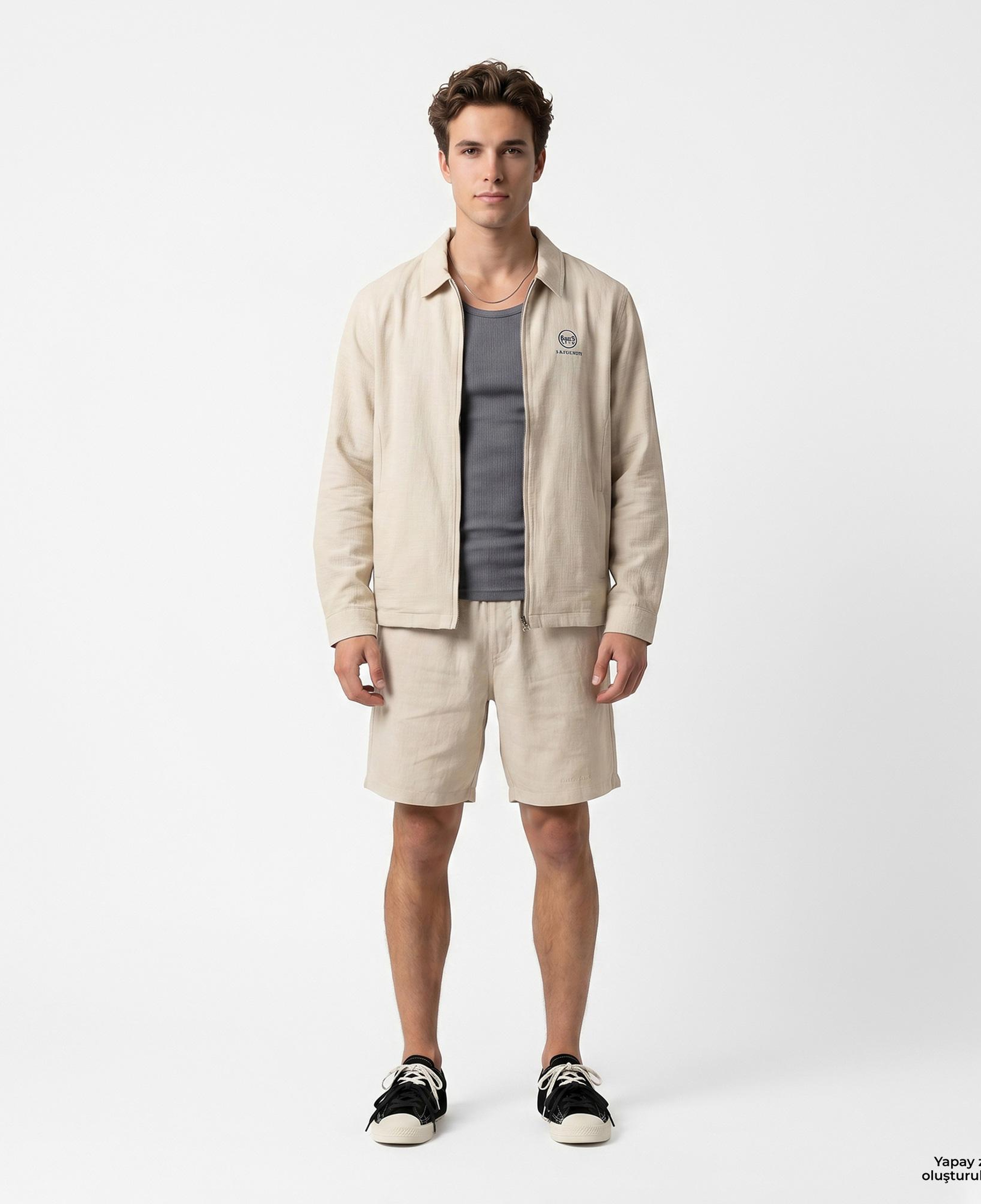 UNITED4 Regular Fit Erkek Krem Şort