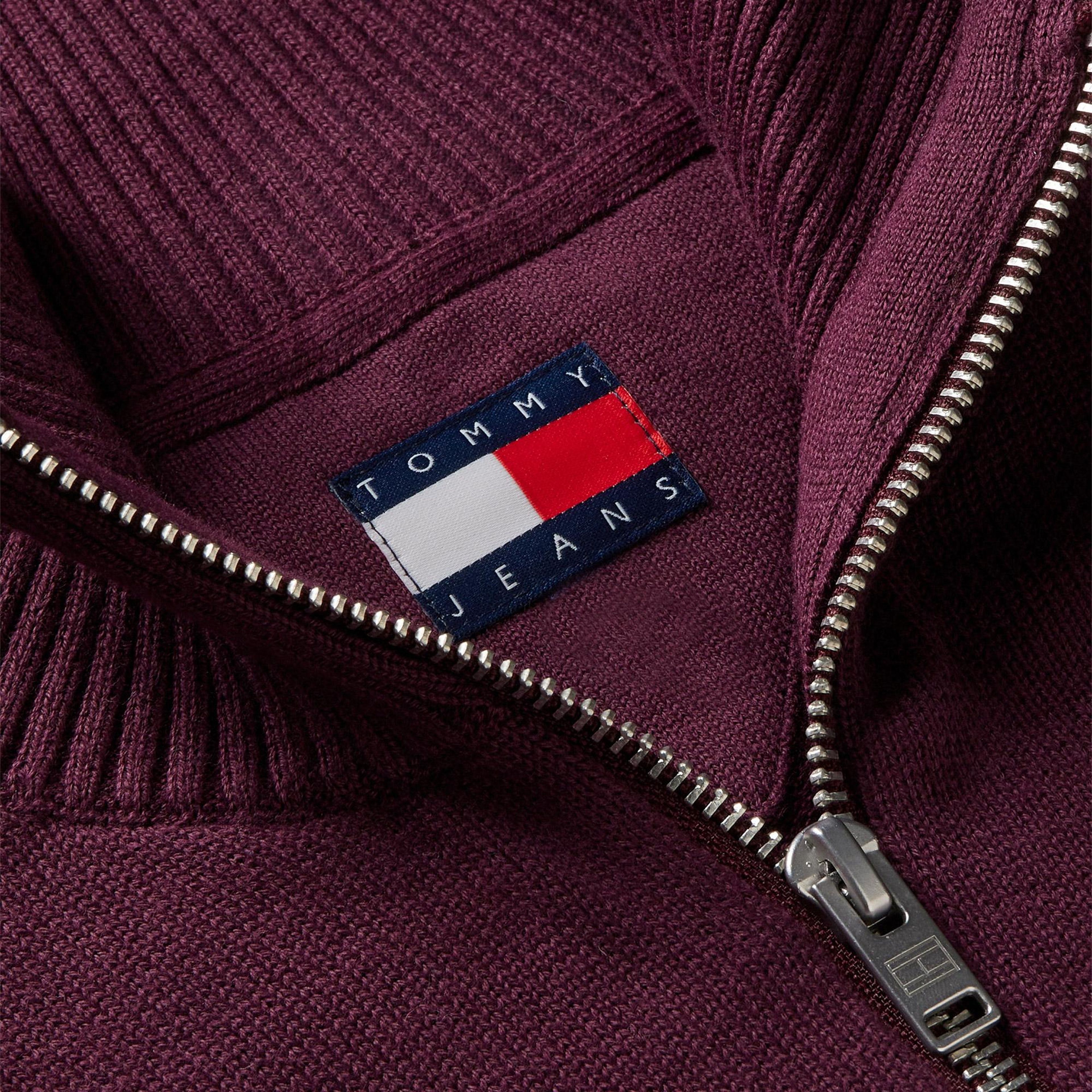 Tommy Hilfiger Essential Light ¼ Zip Erkek Bordo Triko