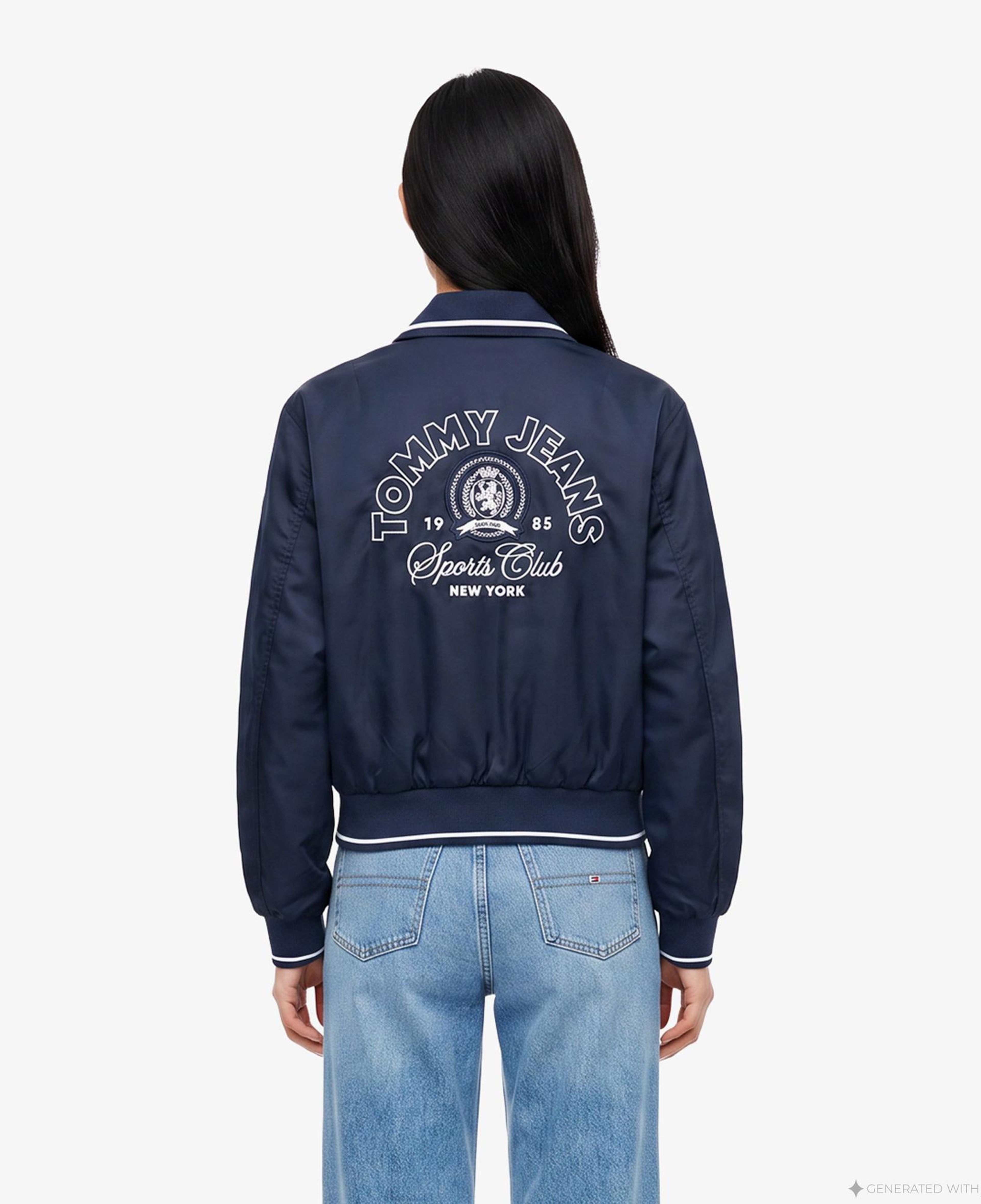 Tommy Hilfiger Collar Satin Varsity Kadın Lacivert Ceket