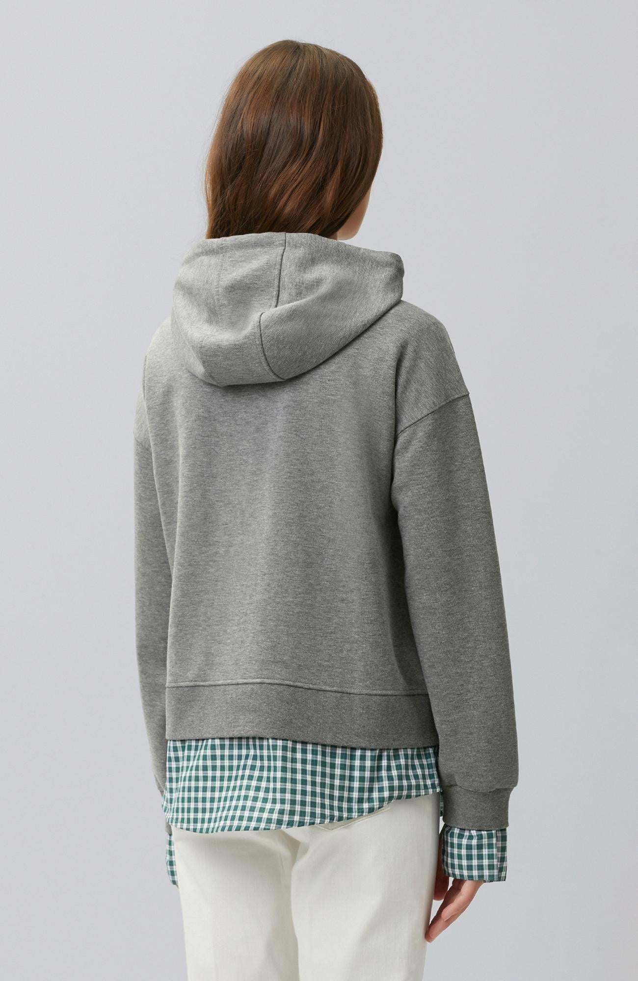 Network Kadın Antrasit Melanj Ekose Garni Detaylı Sweatshirt
