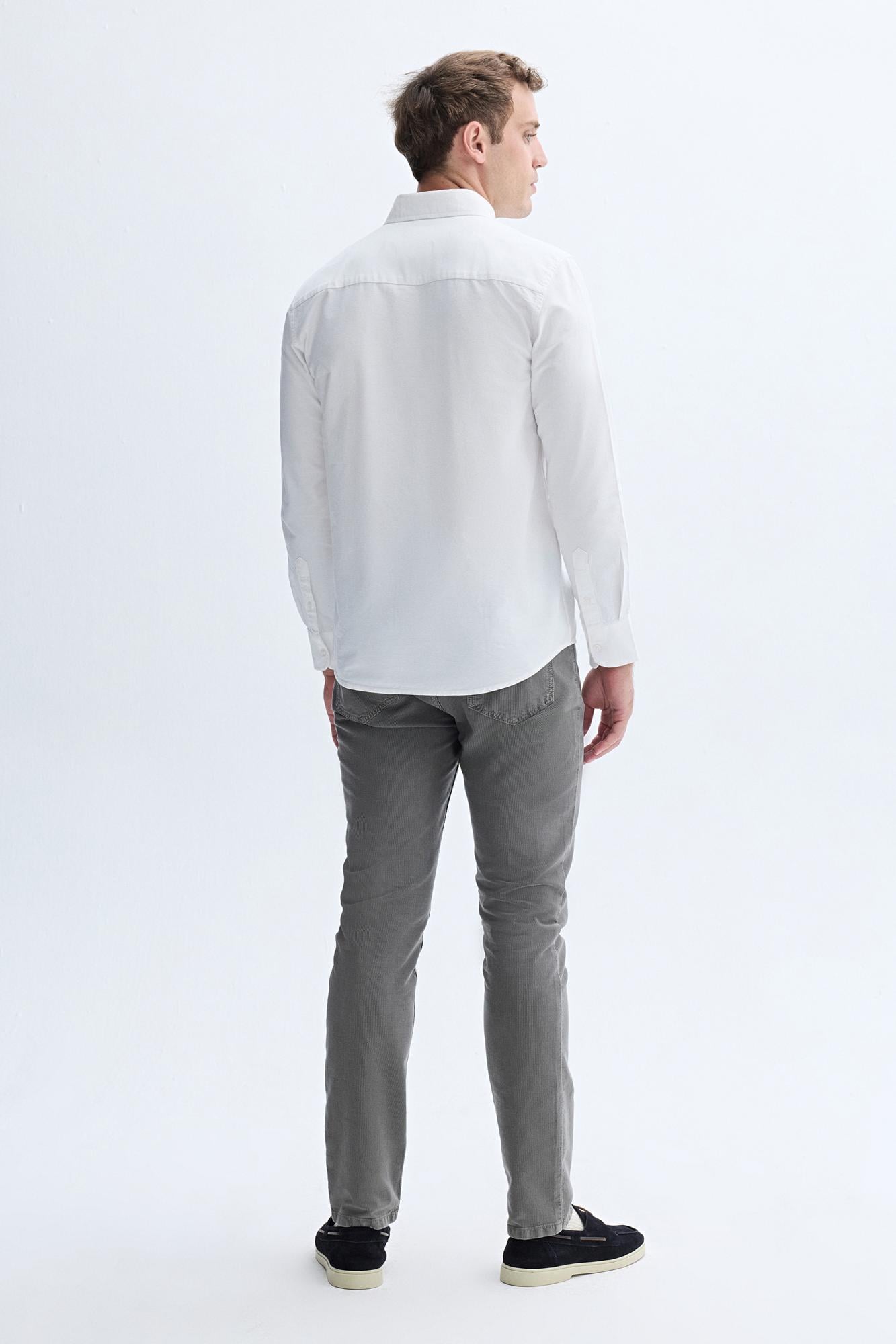 Erkek Beyaz Slim Fit Uzun Kollu Gömlek