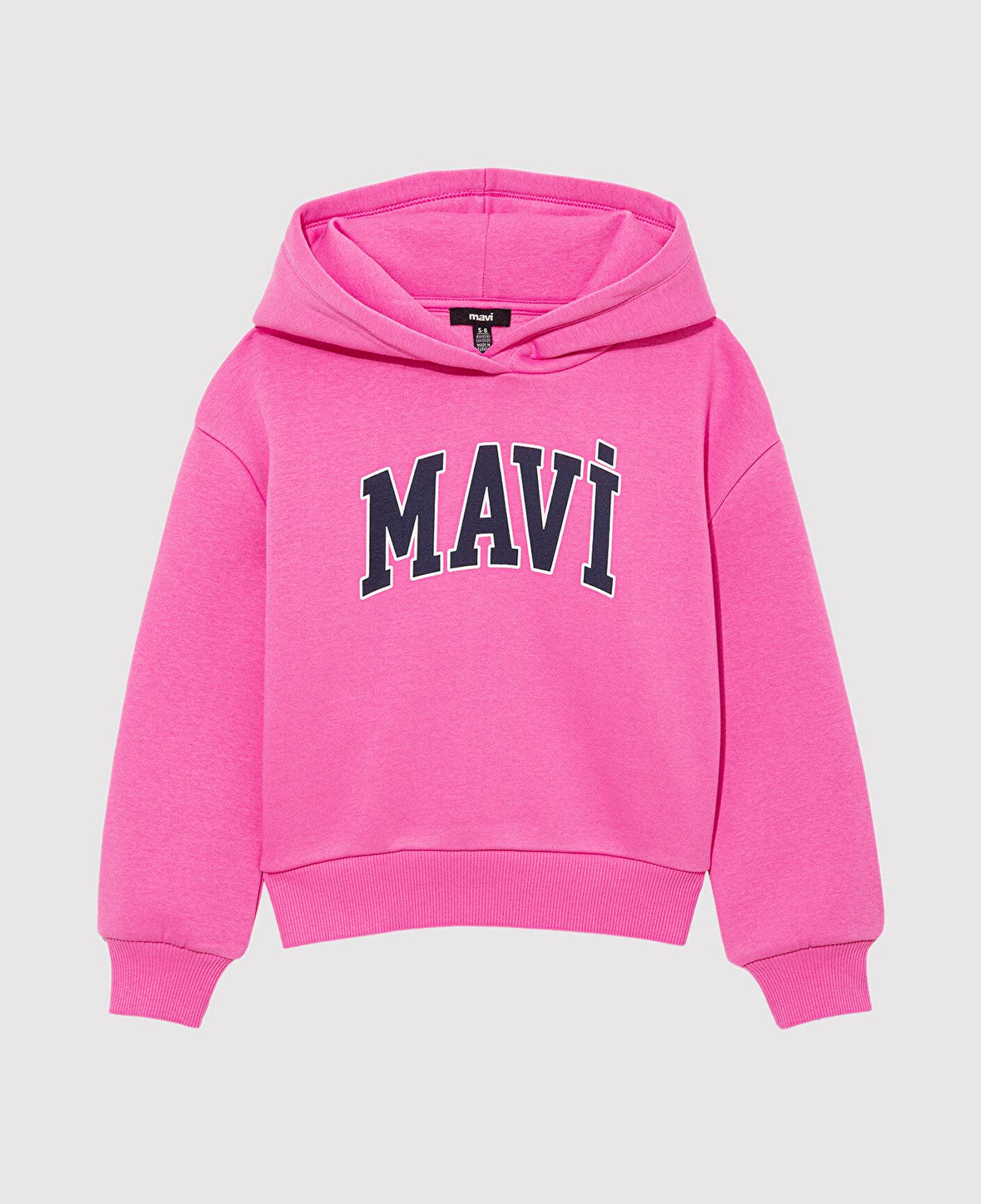 Mavi Mavi Logo Baskılı Kapüşonlu Pembe Sweatshirt 7610035-70982