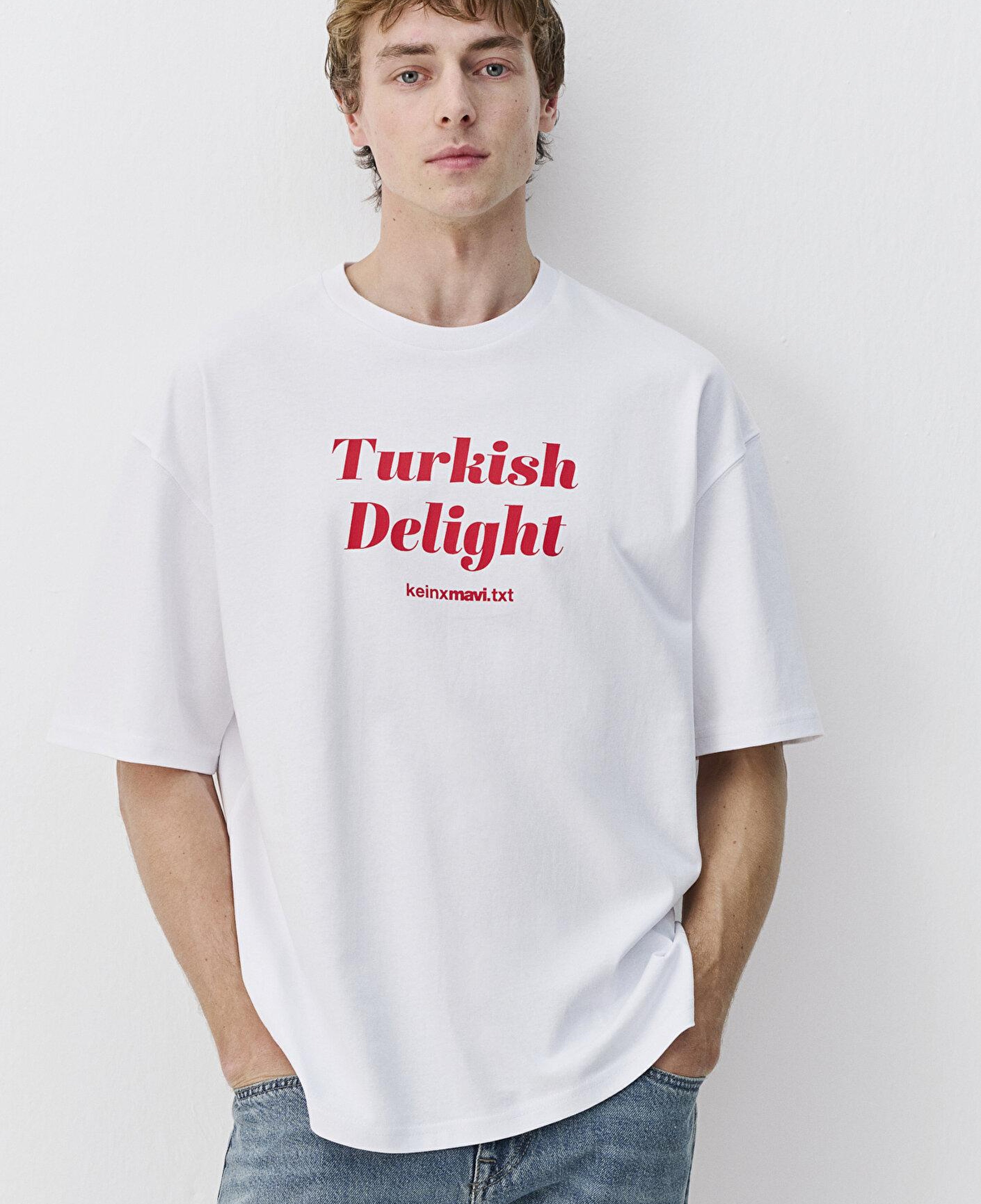 Mavi Turkish Delight Baskılı Beyaz Tişört Oversize / Geniş Kesim 0620008-620
