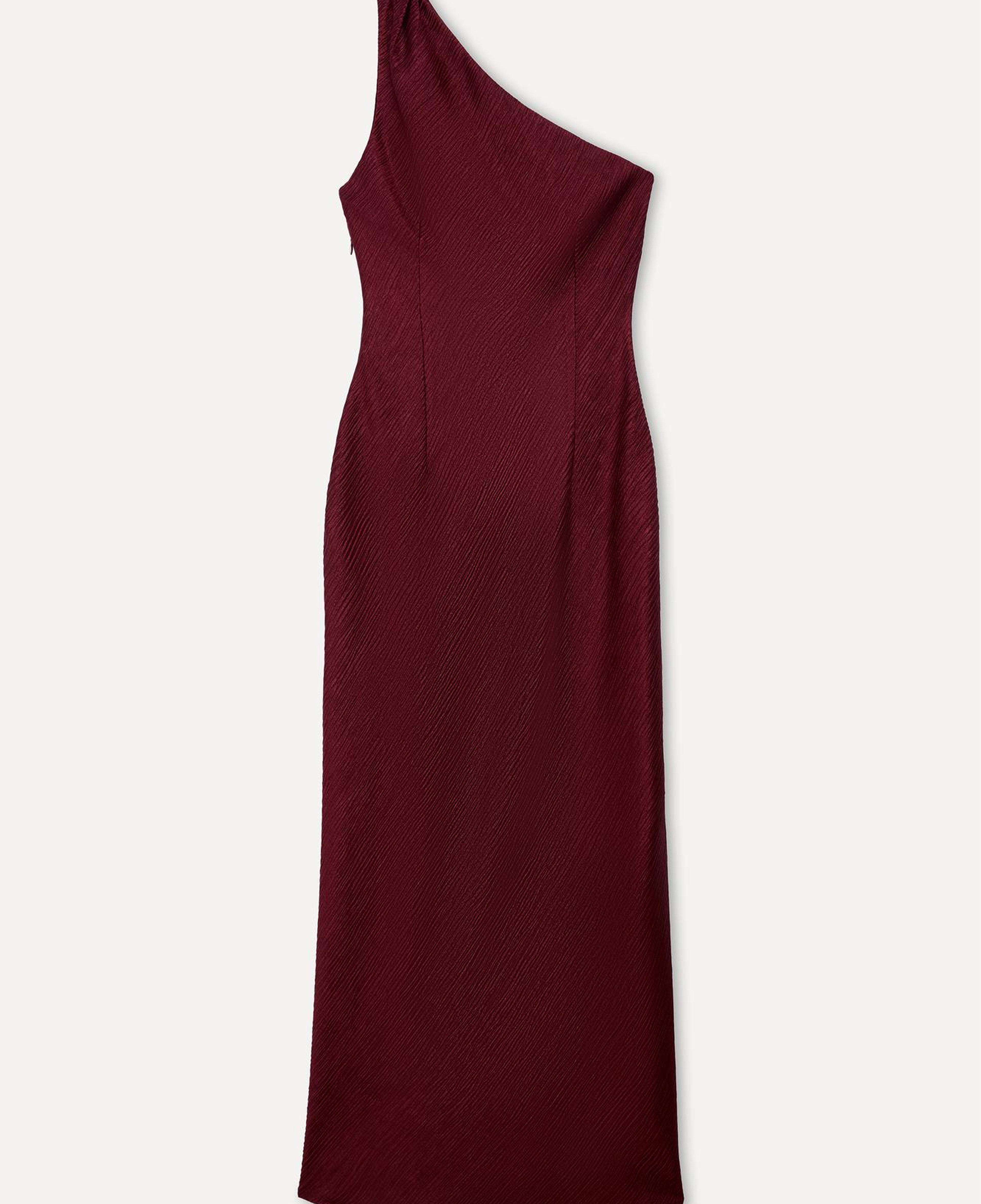 Kadın Bordo A Form Tek Omuz Midi Elbise
