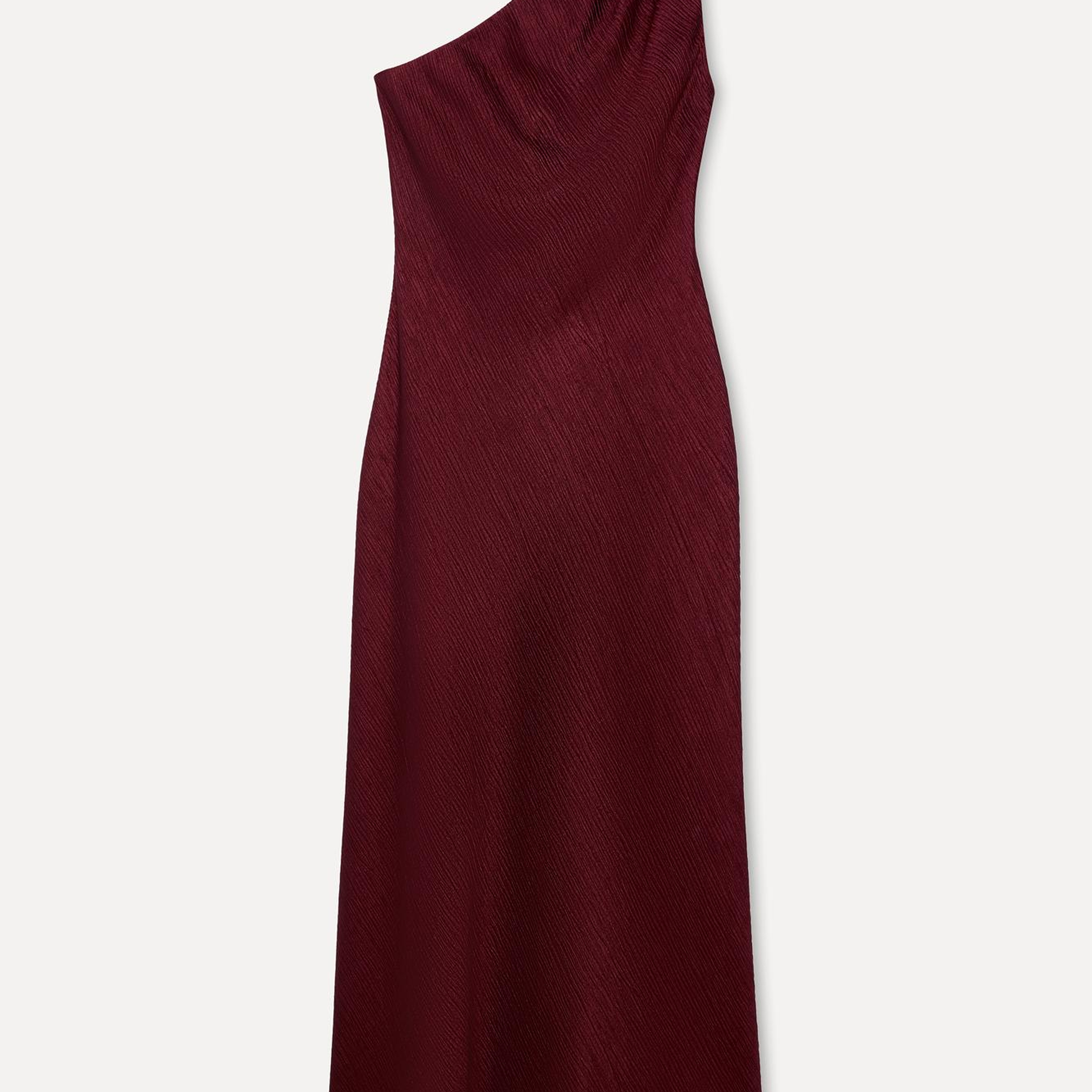 Kadın Bordo A Form Tek Omuz Midi Elbise