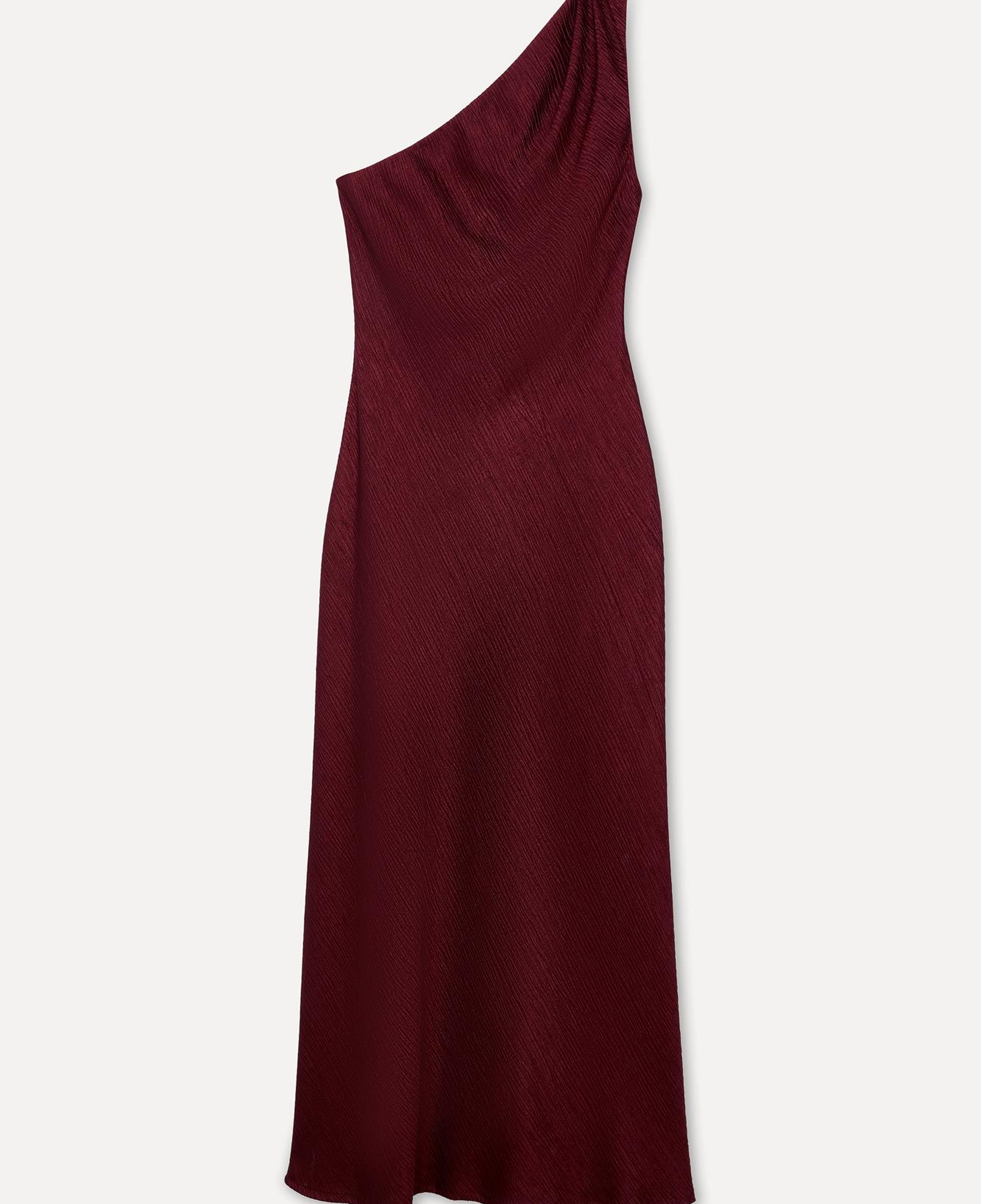 Kadın Bordo A Form Tek Omuz Midi Elbise