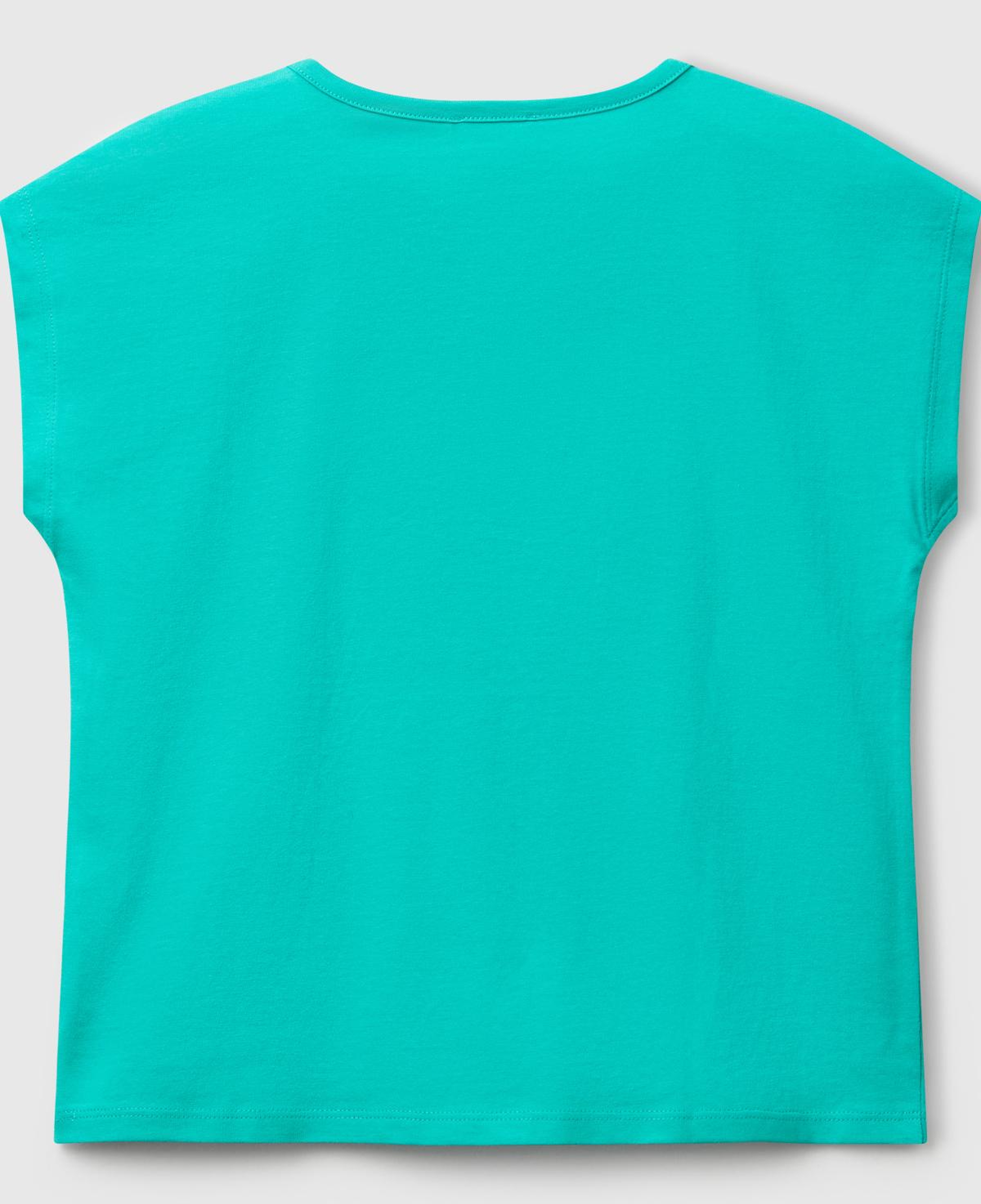 Kız Çocuk Yeşil Benetton Logo Baskılı T-Shirt