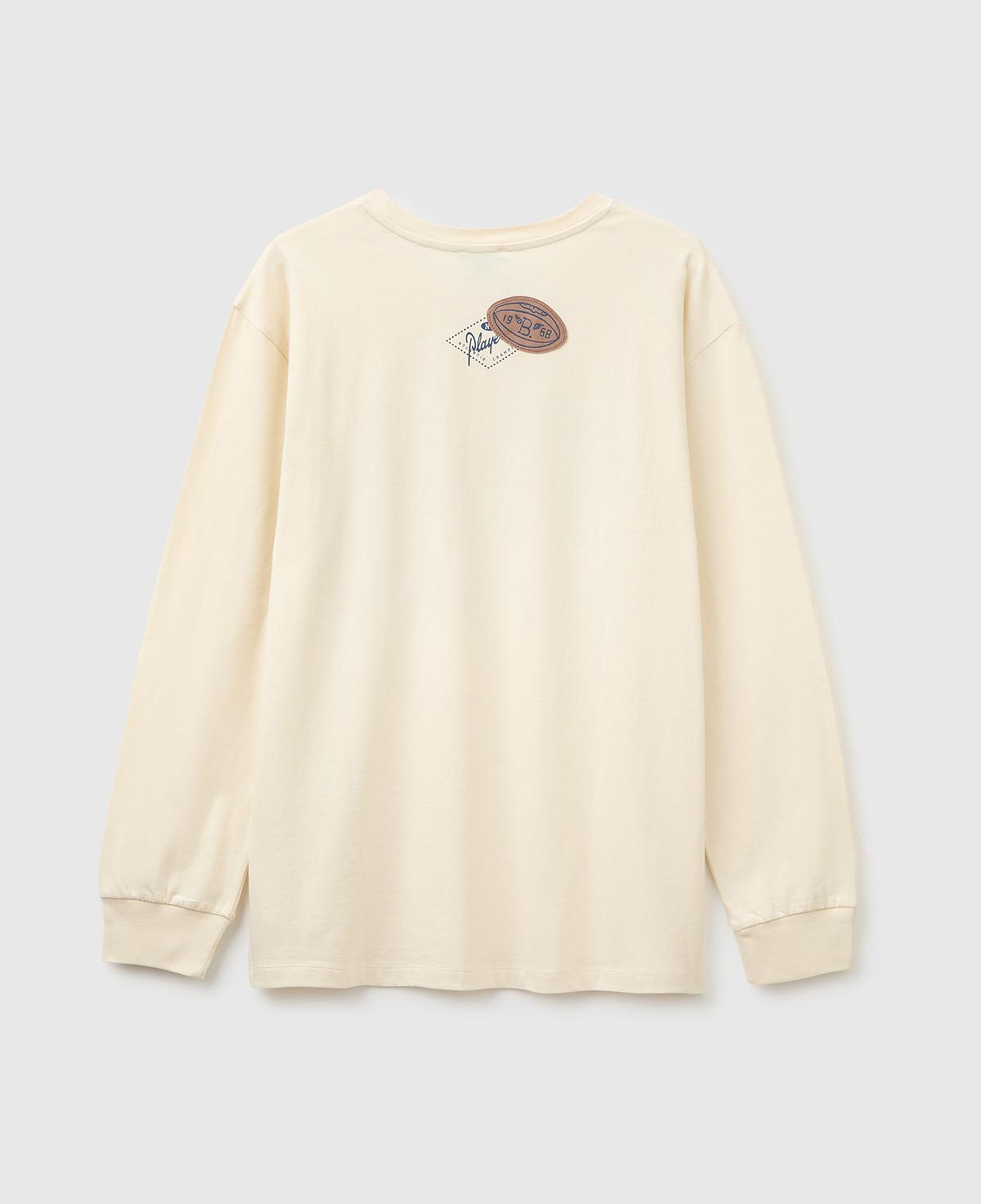 Erkek Çocuk Krem Ribanalı Uzun Kollu Bisiklet Yaka Sweatshirt