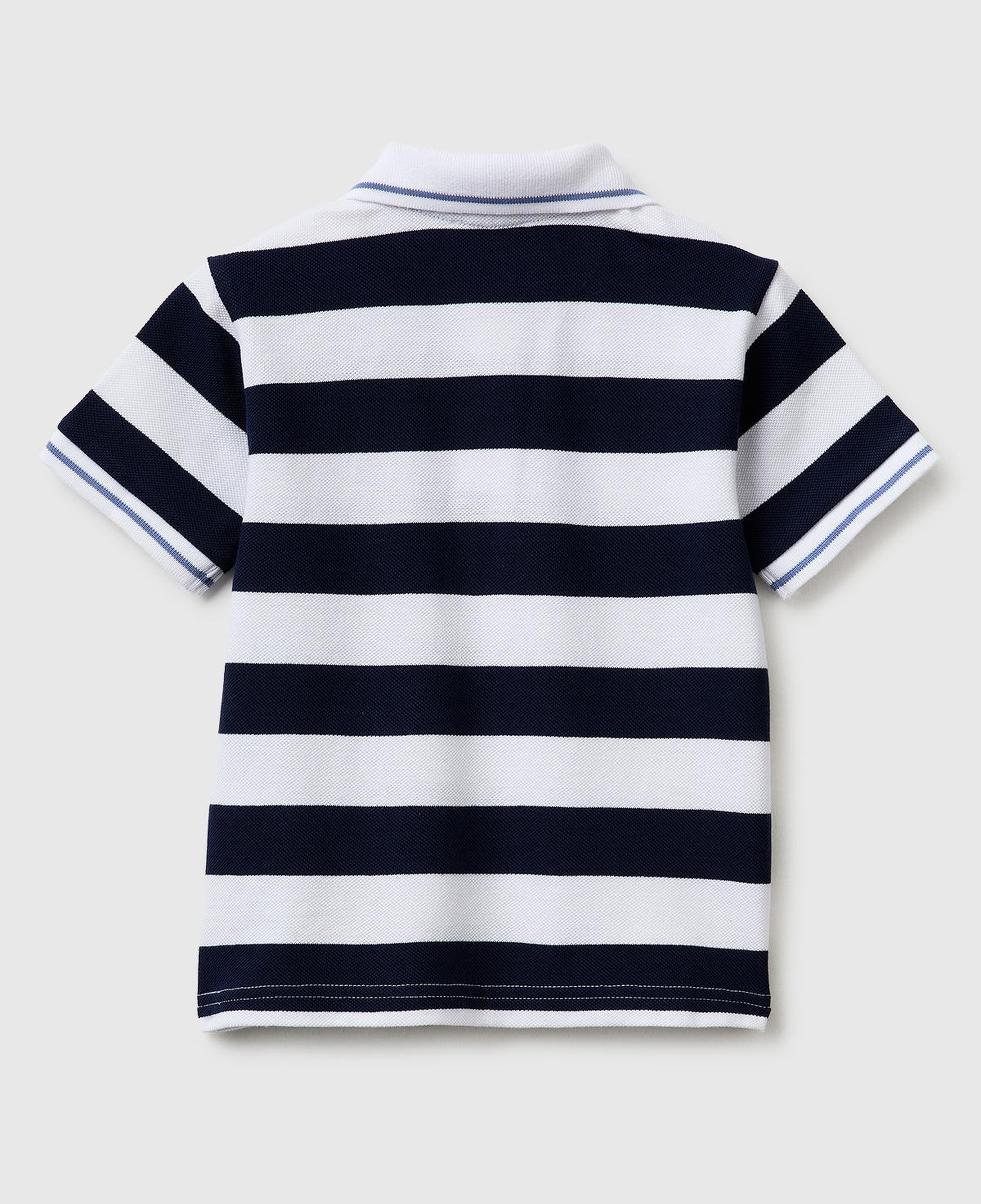 Erkek Çocuk Koyu Mavi Mix Çizgili Logo Nakışlı Polo Yaka Küçük Çocuk T-Shirt
