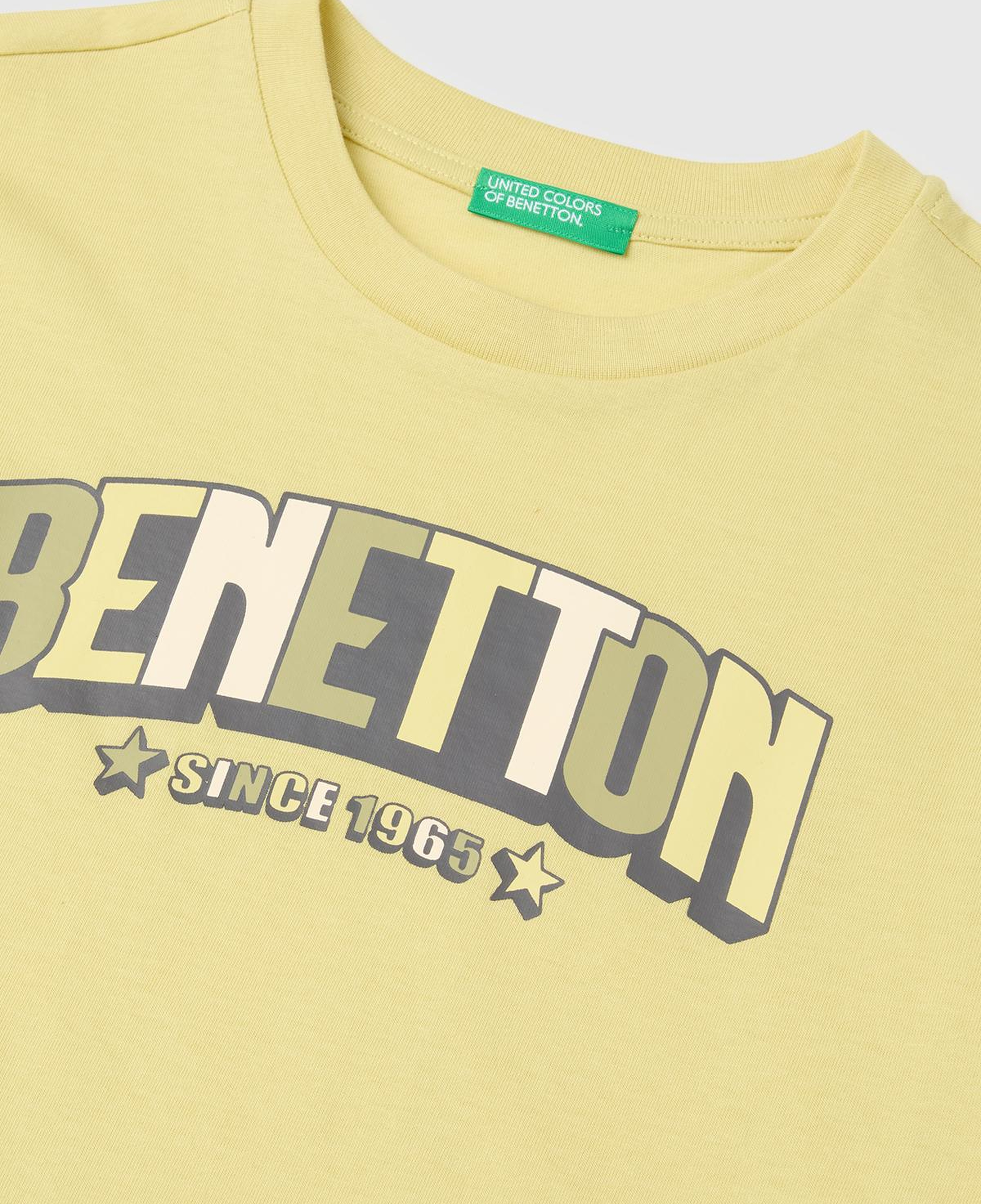 Erkek Çocuk Sarı Logo Baskı Detaylı Relaxed Fit T-Shirt