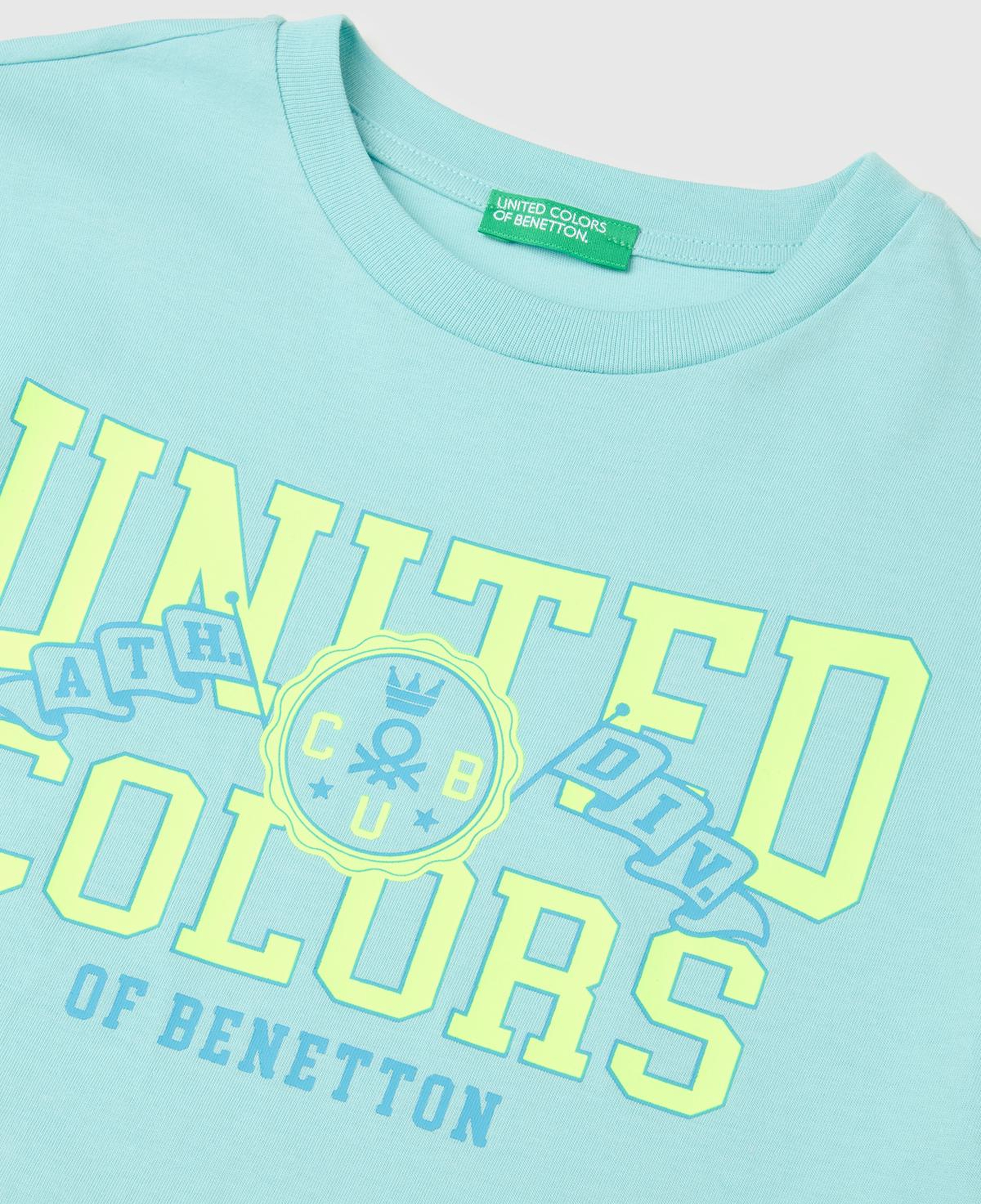 Erkek Çocuk Su yeşili Logo Baskı Detaylı Relaxed Fit T-Shirt