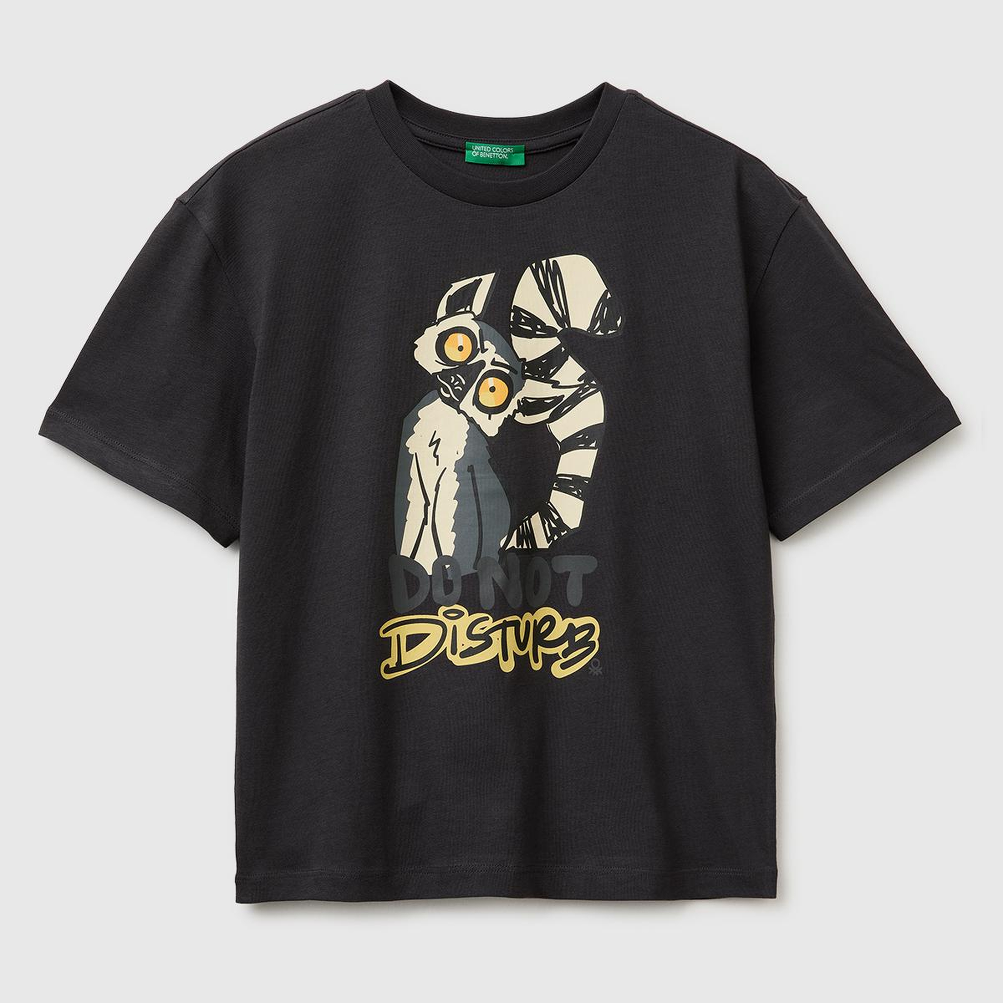 Erkek Çocuk Antrasit Ön Baskı Detaylı Bisiklet Yaka T-Shirt