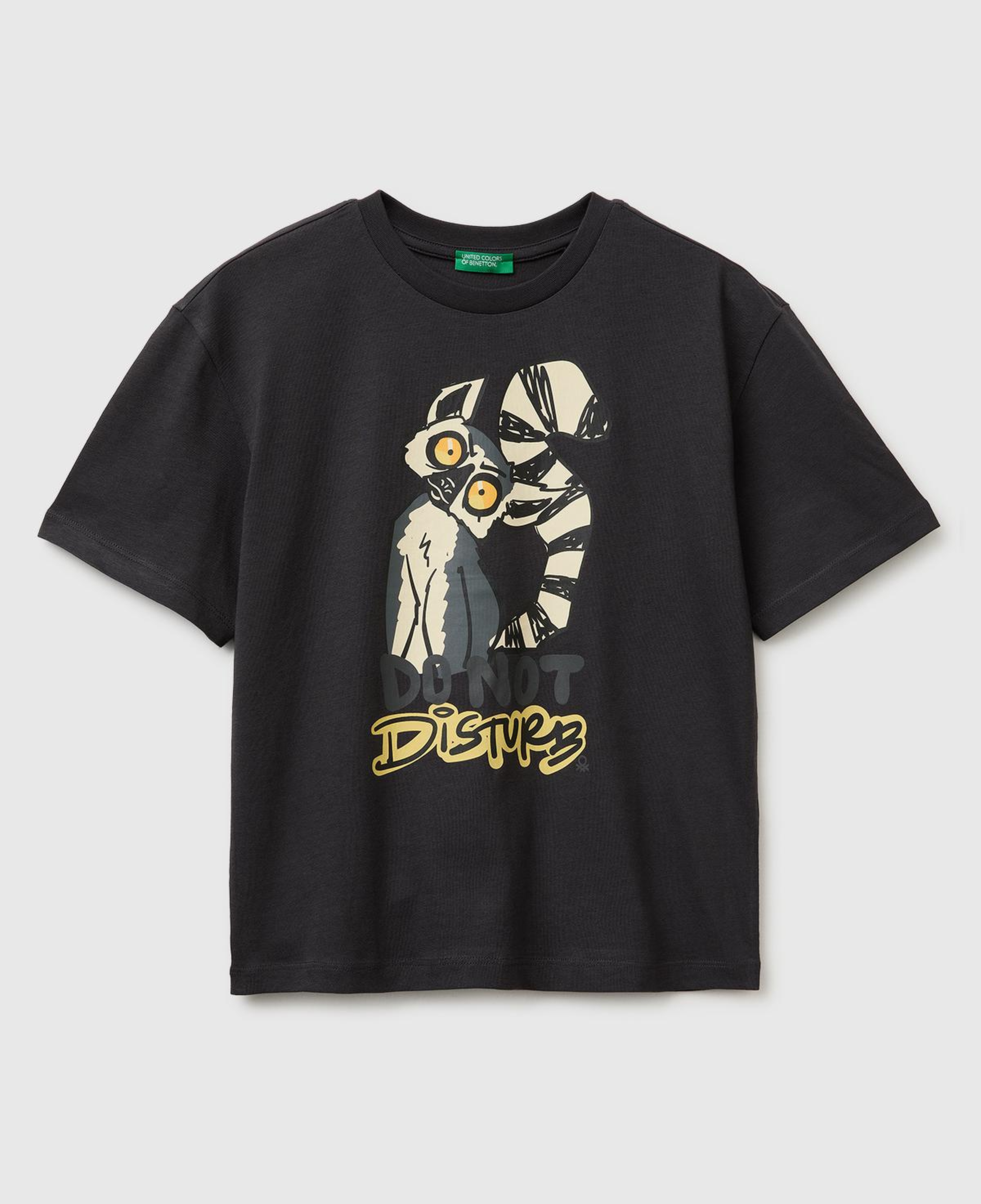 Erkek Çocuk Antrasit Ön Baskı Detaylı Bisiklet Yaka T-Shirt