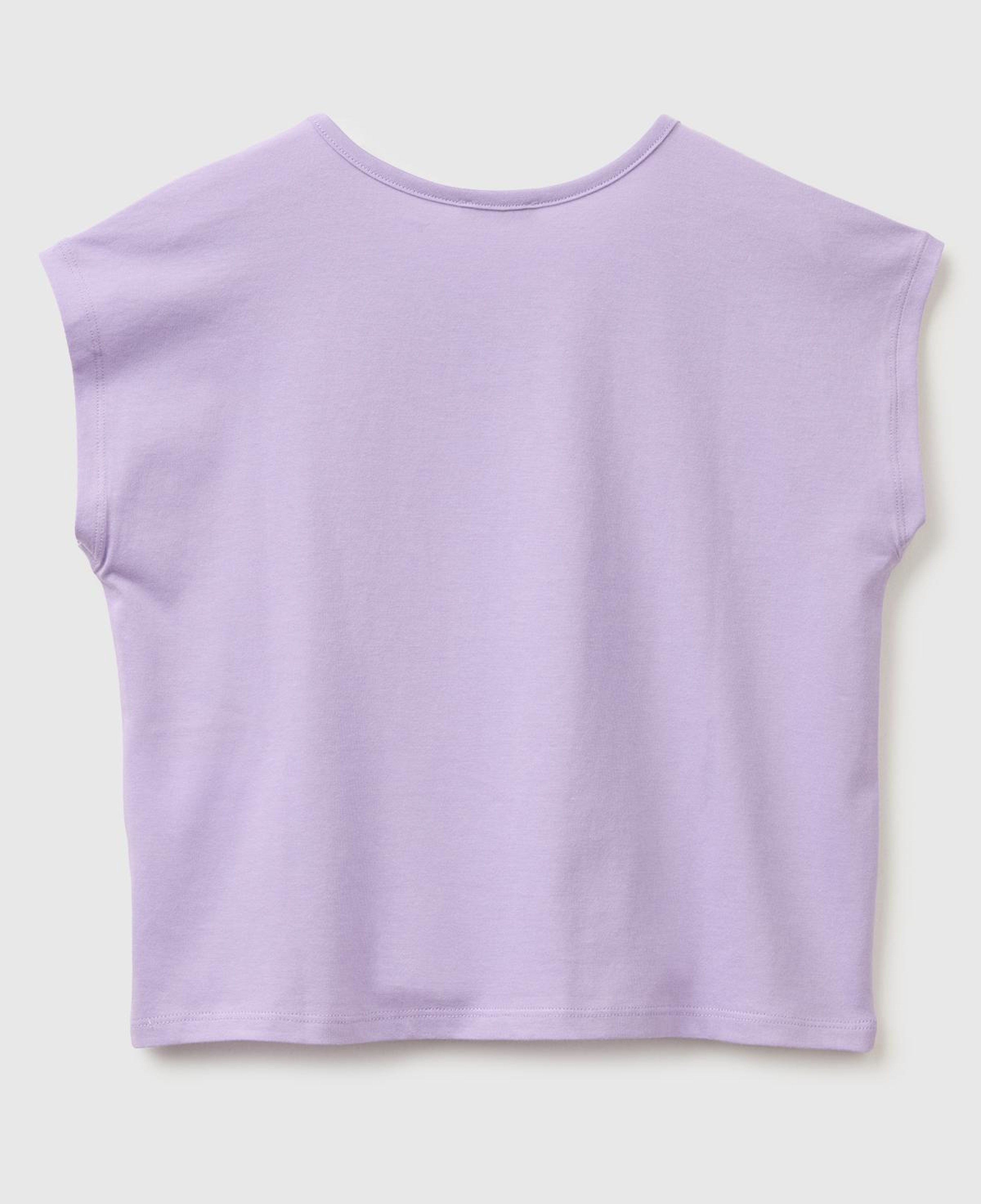 Kız Çocuk Lila Pul Baskı Detaylı Bisiklet Yaka T-Shirt
