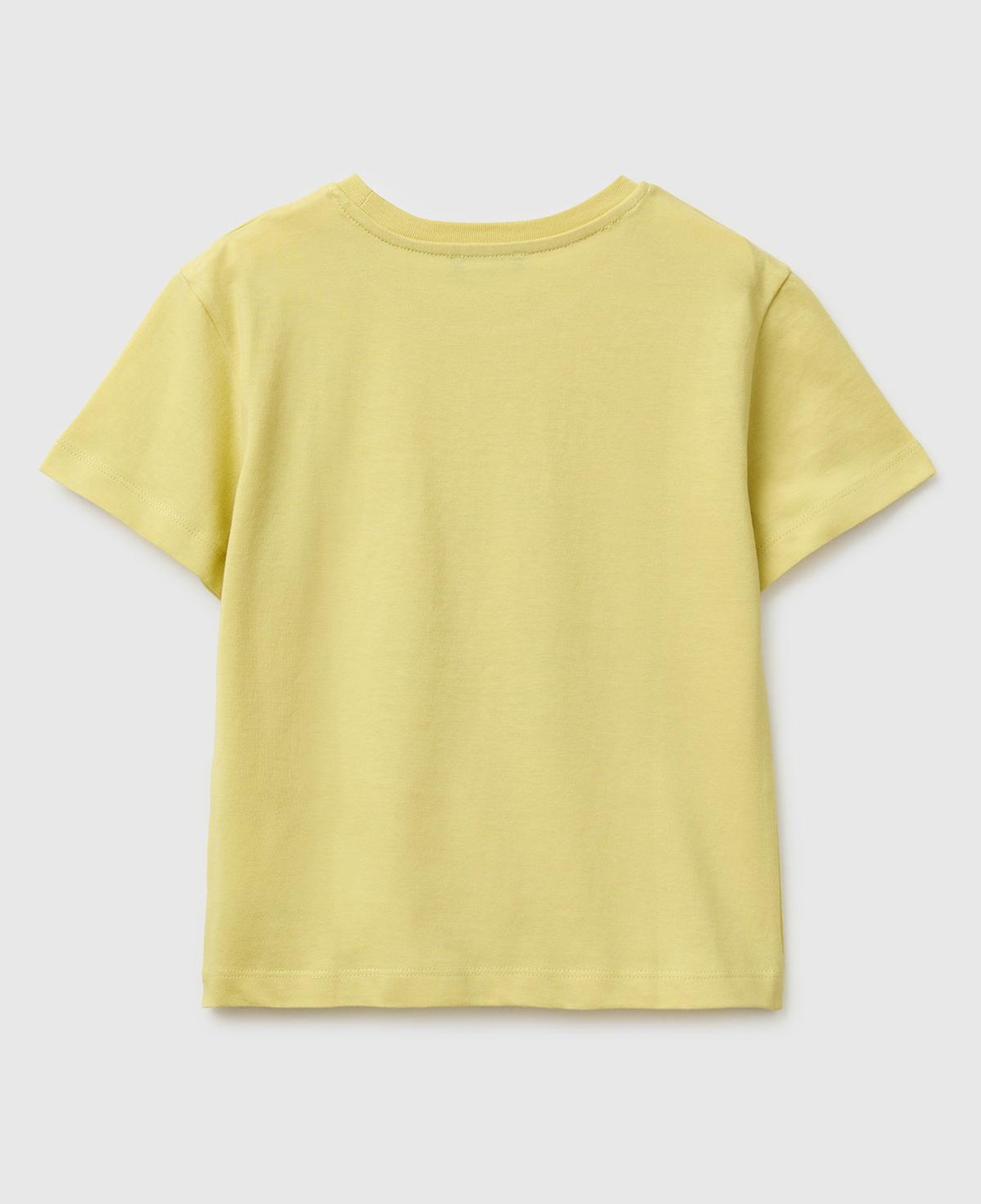 Erkek Çocuk Sarı Önü Su Geçirmez Baskı Detaylı Bisiklet Yaka T-Shirt